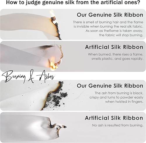 Miniatura 4 de MEEDEE Cinta de seda púrpura polvorienta de 2 pulgadas, cinta de pelo de seda pura, cinta de satén de seda morada de 5 yardas en carrete, cinta