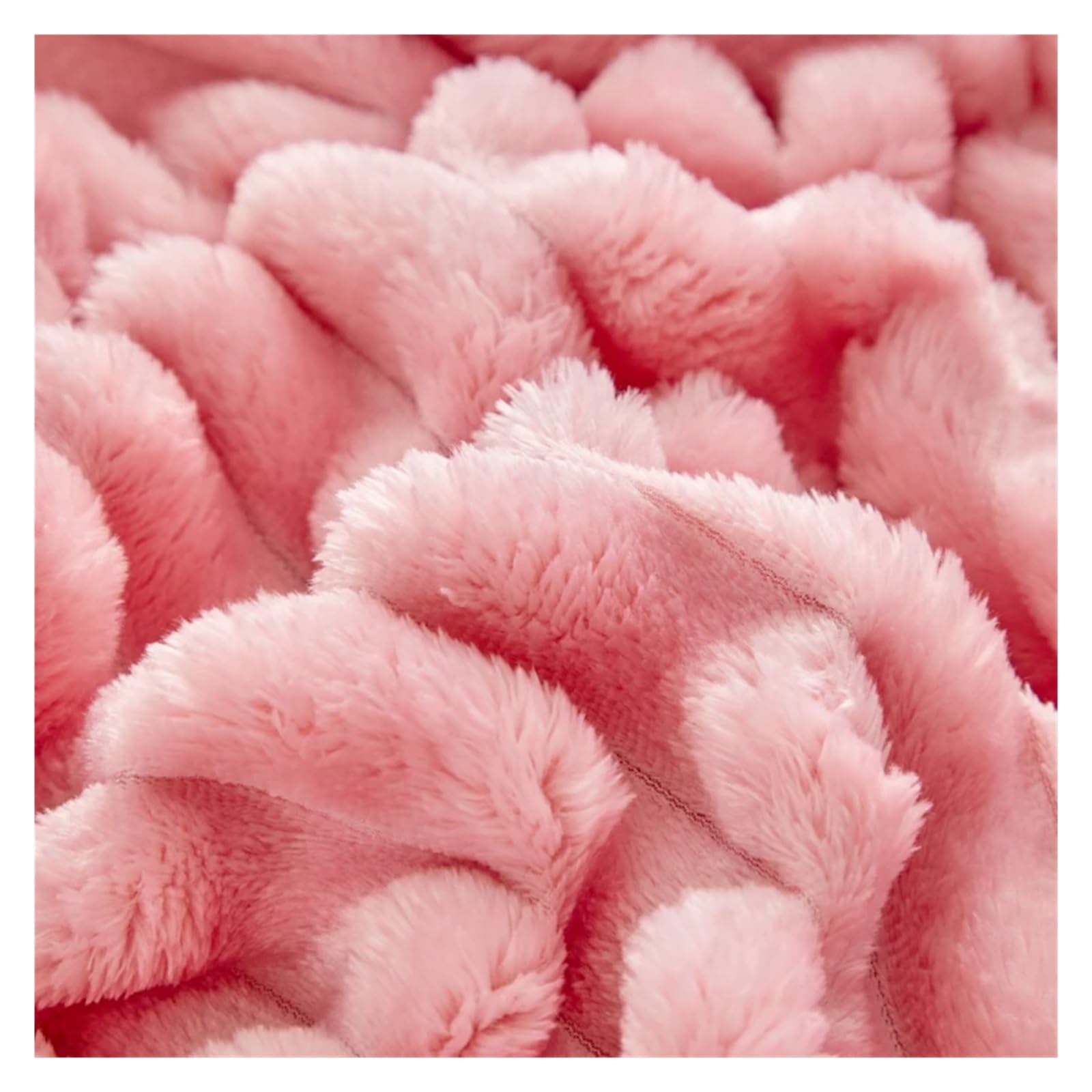 Copri Materasso Matrimoniale Copripiumino, coperta, copricuscino e copriletto in velluto a doppia faccia, con pelo di coniglio, set da tre pezzi(Pink,138X190 high30CM3PCS)