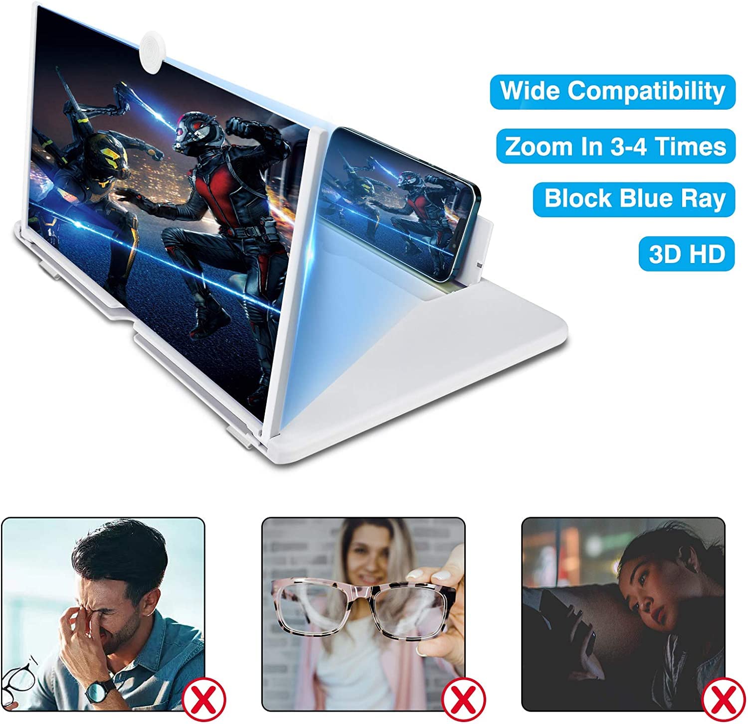 Yongheng 14 pollici Lente di ingrandimento per cellulare da, 3D HD Ingranditore schermo smartphone,anti-Blu-ray,Supporto pieghevole portatile,compatibile tutti i telefoni intelligenti