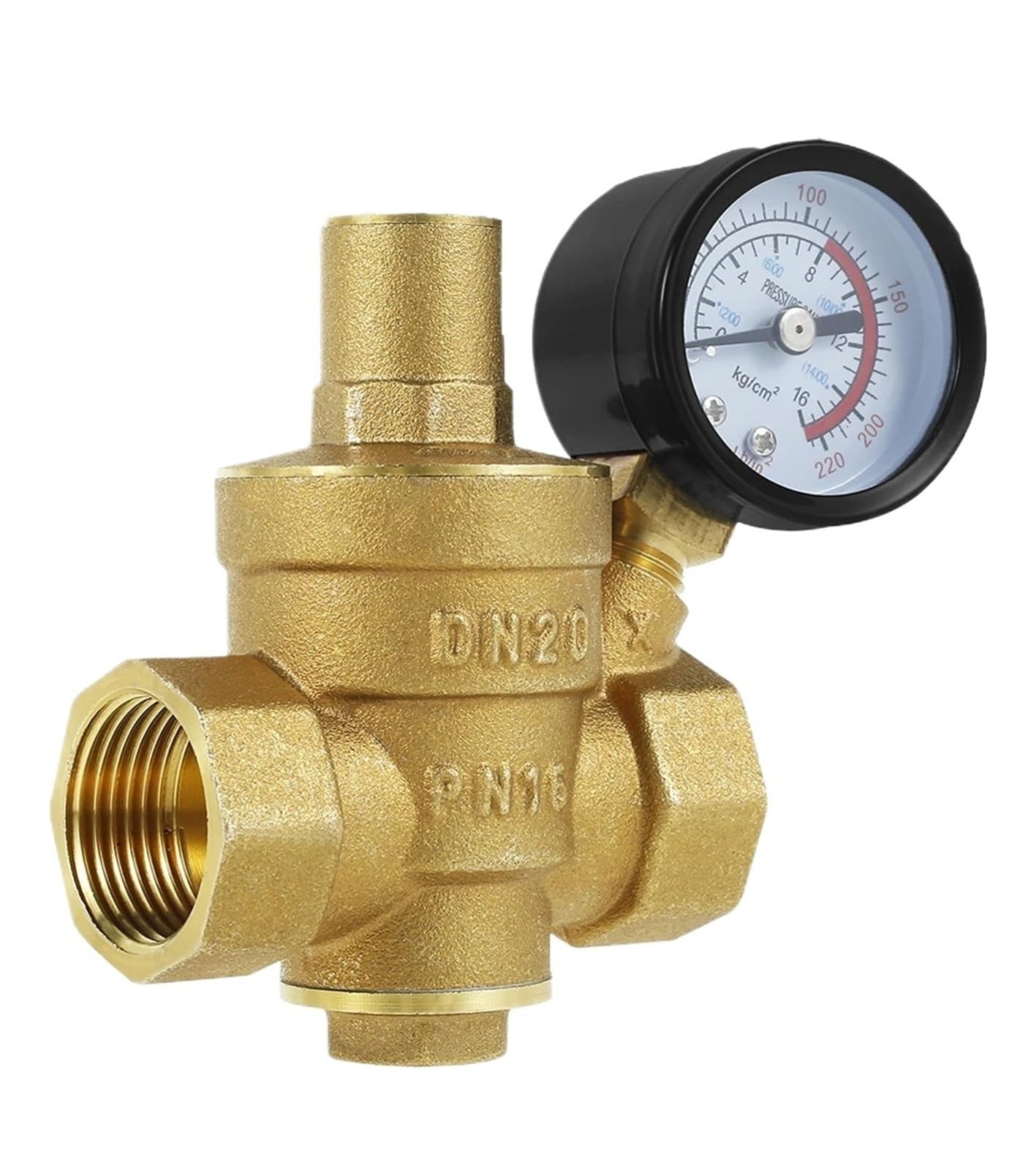 Vmvud 3/4 Water Pressure Reducer Inch Dn20 Brass Water Pressure Regulator Valve 1/2Inch Dn15 Adjustable Pressure Reducer With Pressure(")
