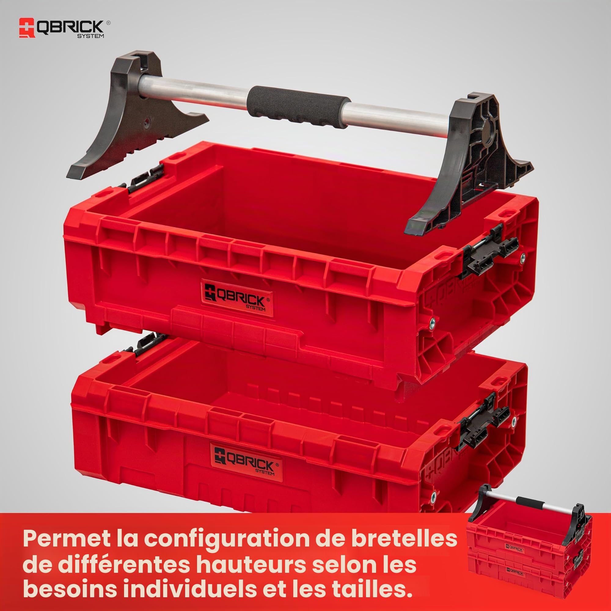 QBRICK SYSTEM Boîte D'Extension De Module De Boîtier De 3 Pièces PRO SET Modular Tray RED Ultra HD Rouge 465 x 320 x 270 mm