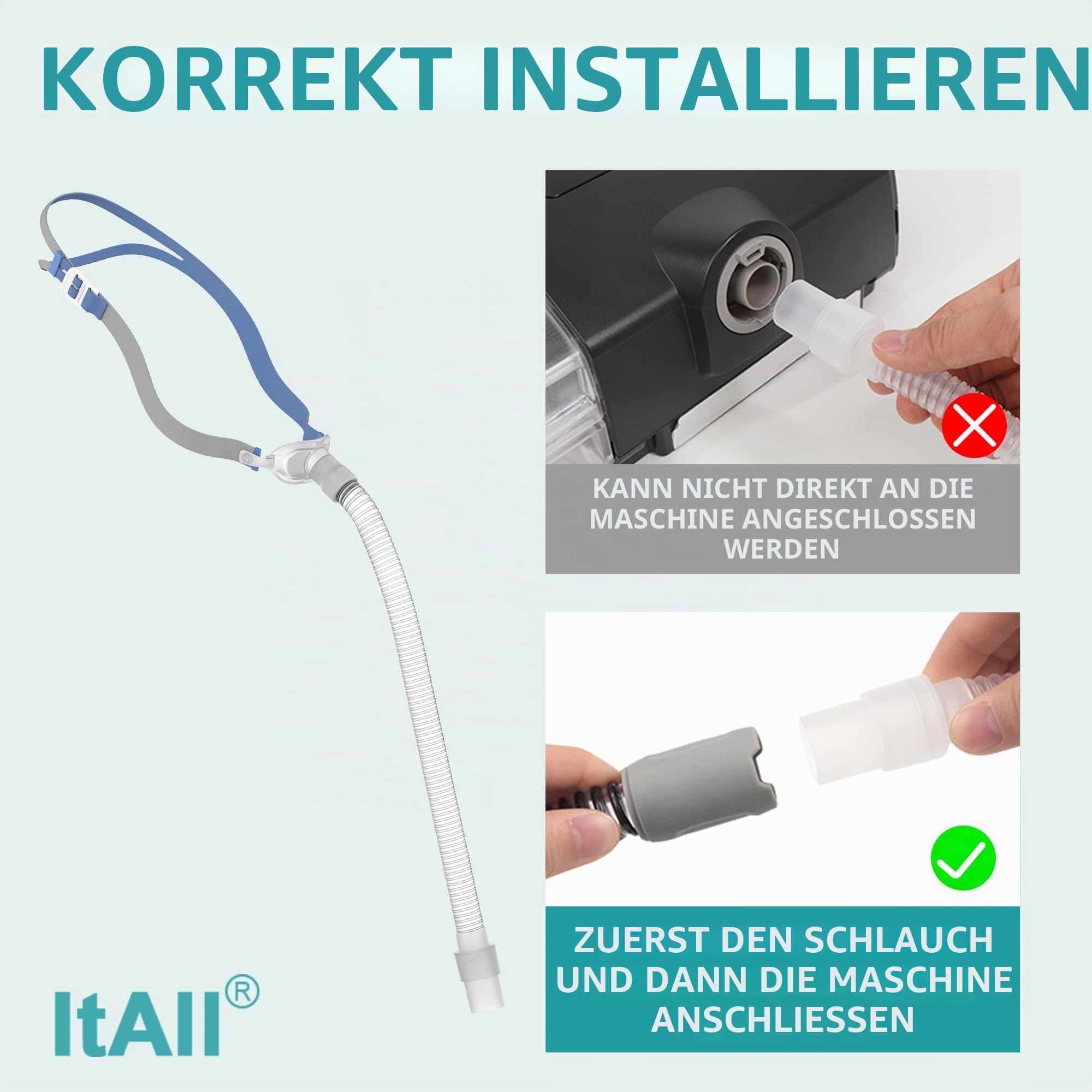 2 Packungen Ersatz-Set für Airfit P10, Schlauch & Rahmen & Kopfhörer, bequeme Passform und perfekte Abdichtung ohne Lärm, ItAll Supplies für CPAP-Benutzer (kein Maskenkissen)