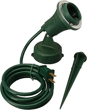 Woods Outdoor Floodlight Fixture With Stake 6-Feet cord; 120V; Green