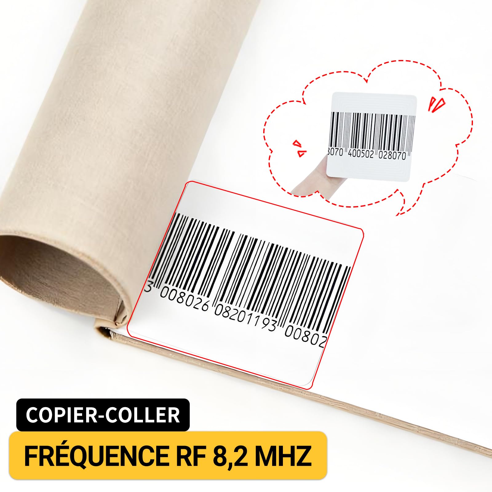 Étiquette Antivol de Sécurité pour Magasin, Autocollant RF 8,2 MHz 40×40 mm, Compatible avec les Systèmes Antivol Électroniques RF (EAS) pour Boutiques et Commerces de Détail 1000 pièces
