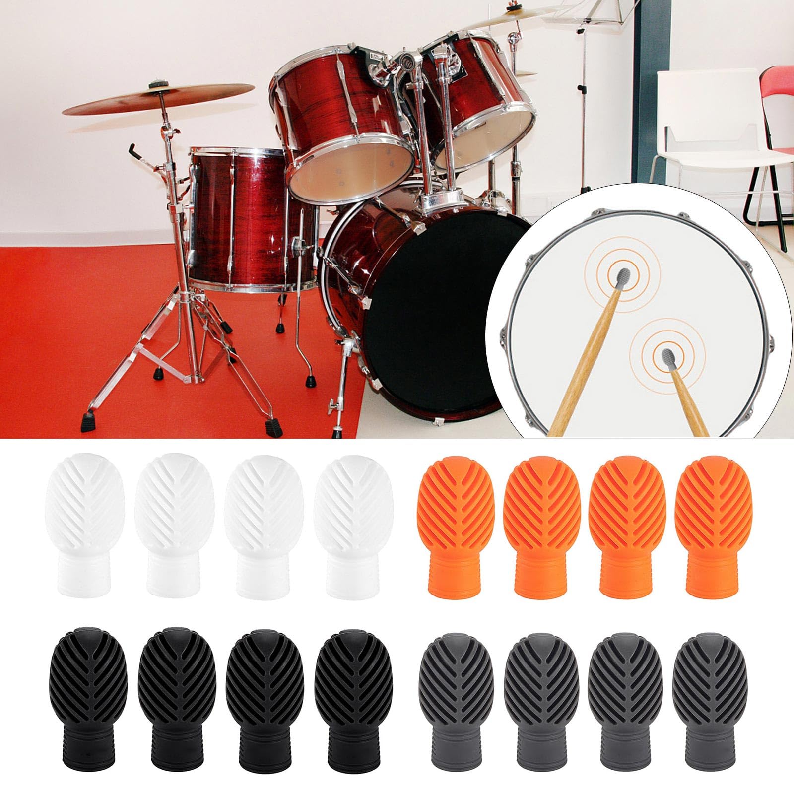 4Pcs Silicone Drumstick Tip Drumstick Dampeners Practice Percussion Tip Musical Instrument Accessories Easy To Use