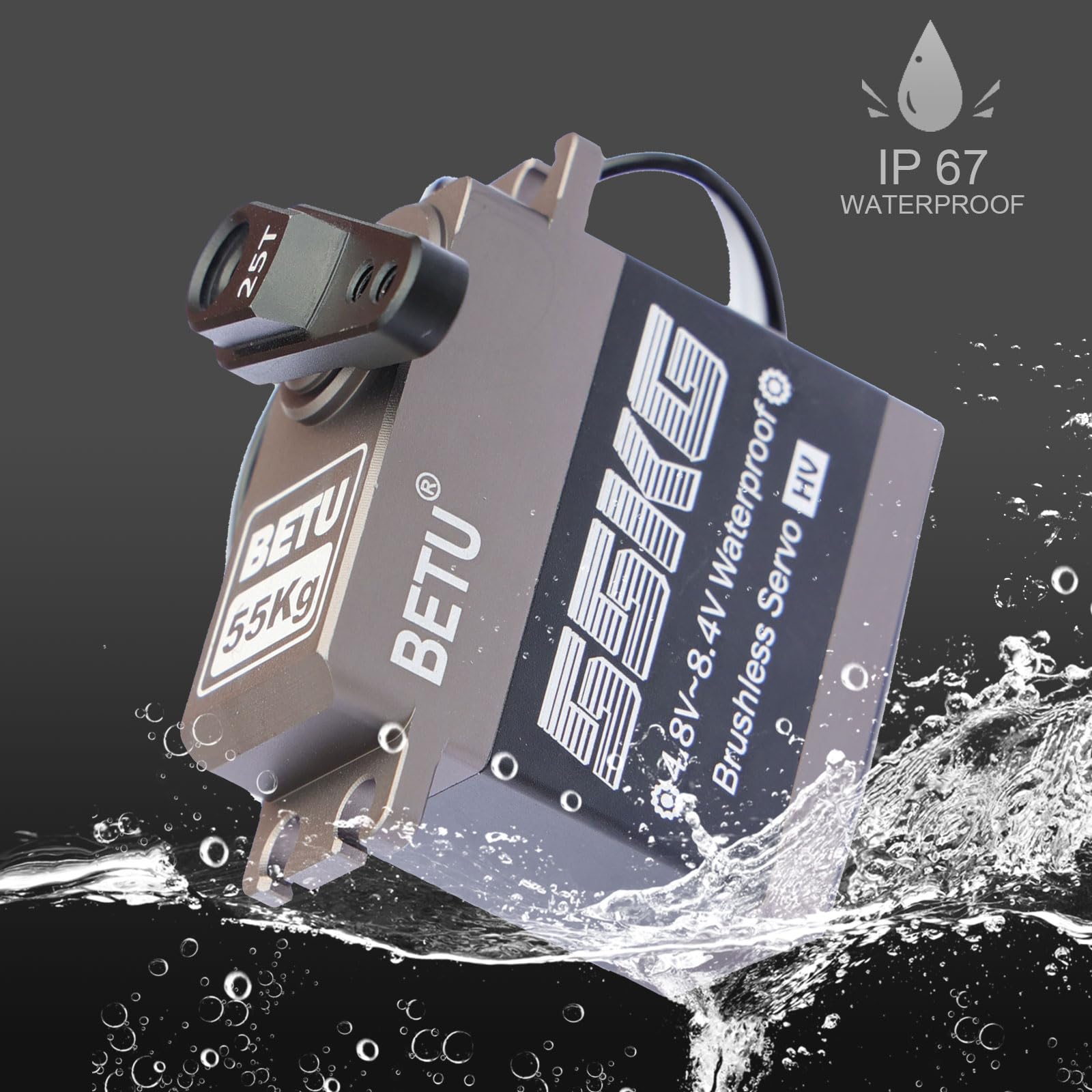 BETU Servo sin escobillas de 55 kg, resistente al agua y servo de alta velocidad, servo RC compatible con 1/5,1/6, 1/8, 1/10 RC coche/robot/barco/avión