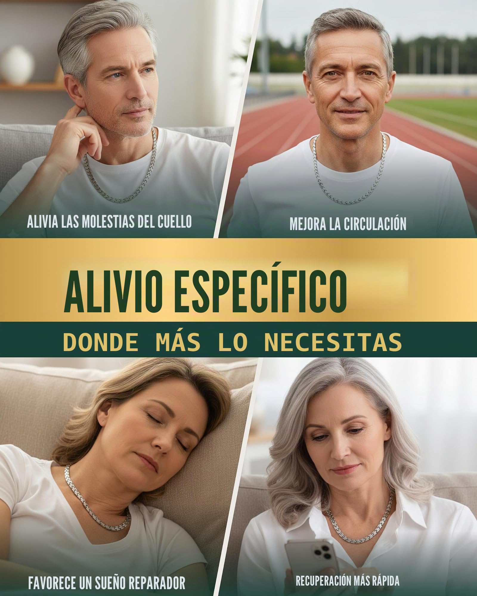 MagnetRX® Collar Magnético Terapéutico de Titanio - Collar Mujer y Hombre con Imanes Magnetoterapia para Alivio Natural de la Artritis, Dolor de Cabeza, Espalda, Hombro, Migrañas