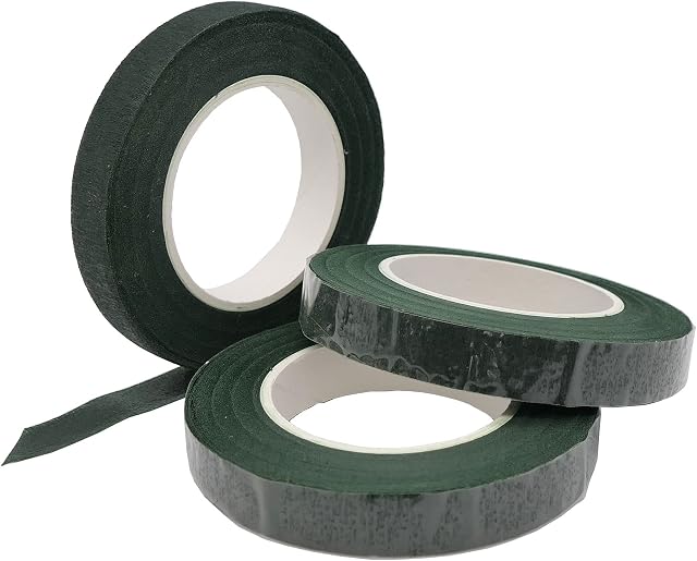 3 Rolls Dark Green Florist Tape, Stem Wrap, Flower Tape, Floral Tape - 81m (266 Feet)