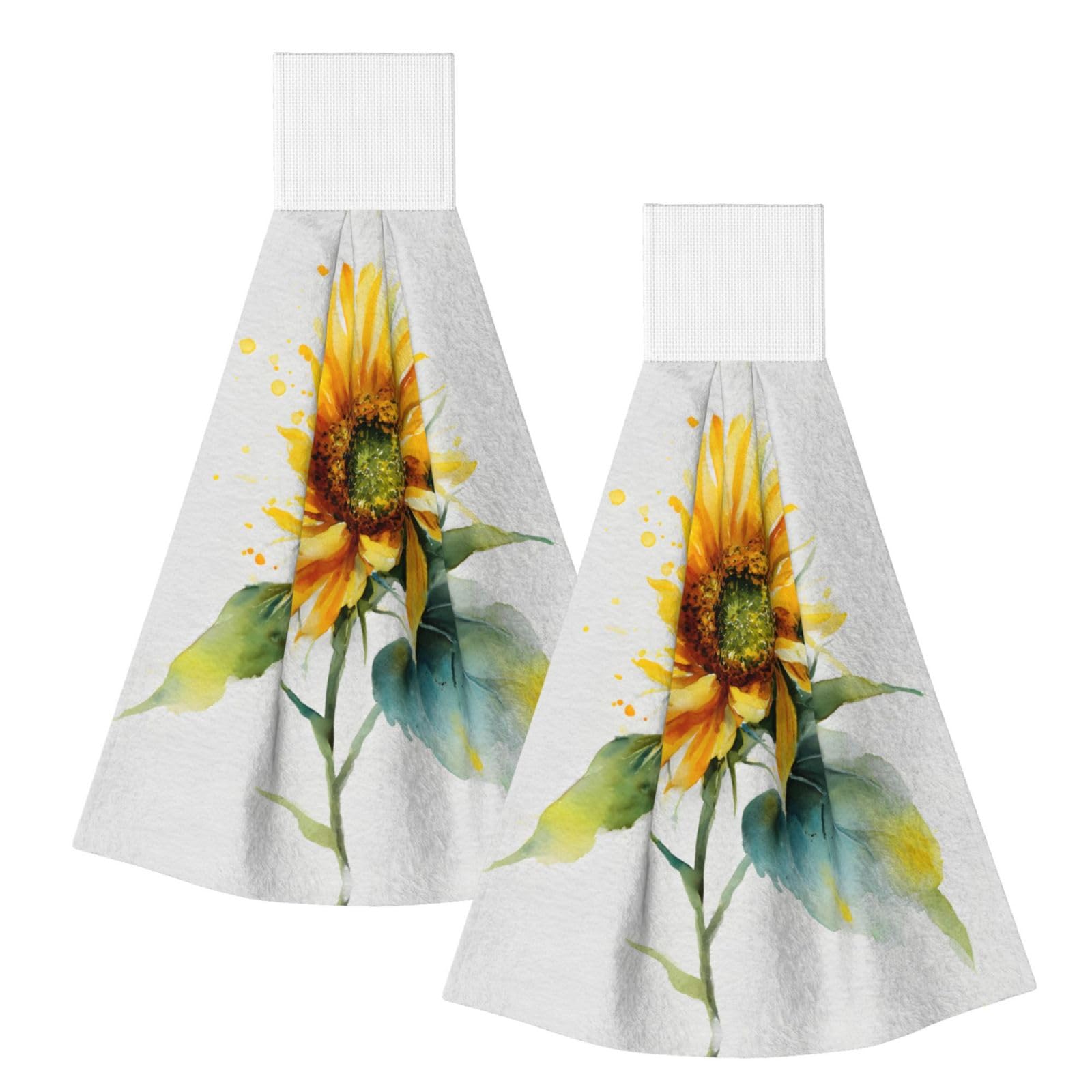 Watercolor Sunflower Printing Hanging Coral Fleece Towel Super Absorbent Soft Towel, Fluffy And Light Quick-Drying Noodles.