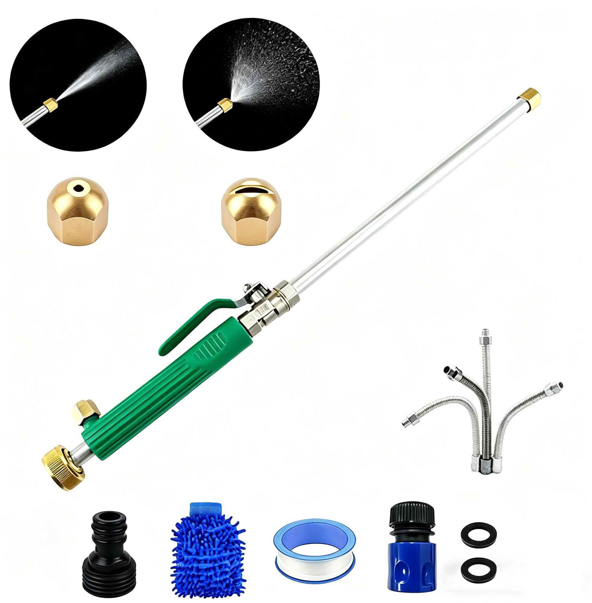 Jethose Pressure Washer, High Pressure Washer Wand for Garden Hose with 2 Spray Nozzles and Quick Connectors, Multipurpose Cleaning Tool for Home, Car, Patio and Garden (Blue) — view 12