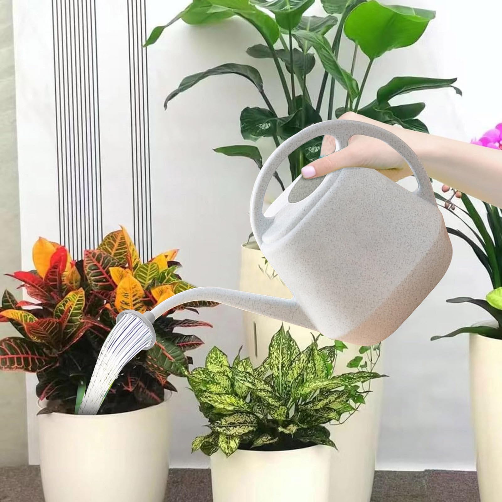 Ergonomische Gießkanne Gießkanne 4 Liter Schwarz – Plastik, Abnehmbare Brause, Für Zimmerpflanzen, Balkon & Garten