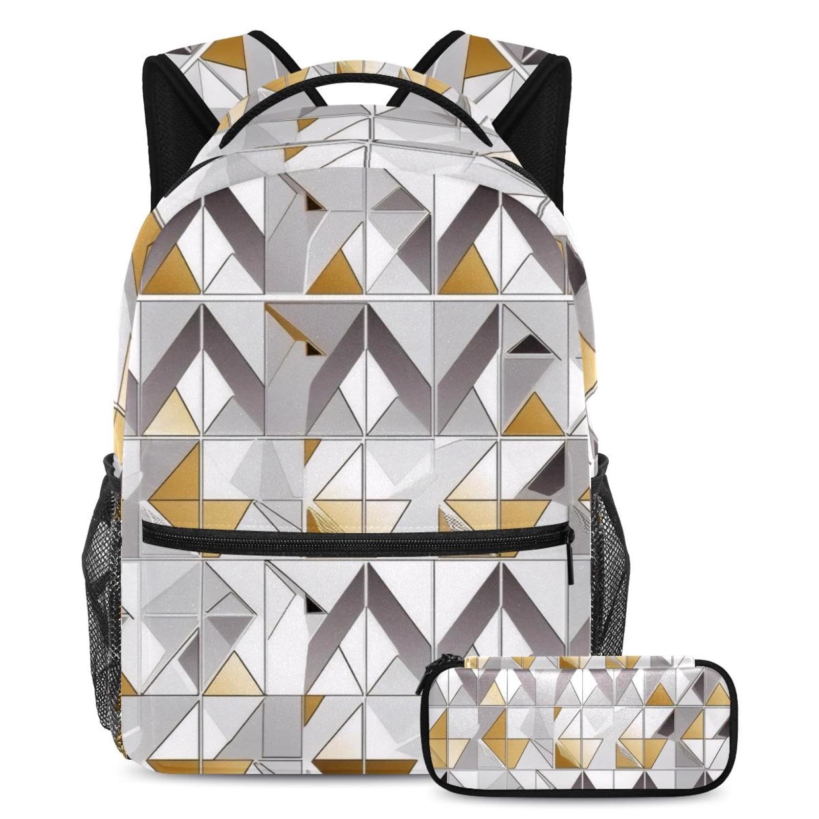Sac à dos géométrique pour le collège et le lycée style tendance multicolore - 7