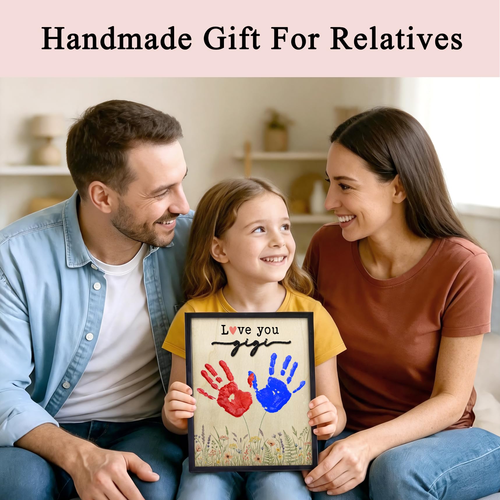 FONDCANYON Gigi - Kit de huellas de manos para el día de la madre, regalos de cumpleaños para el día de la madre, regalos de cumpleaños de nietos, kit de manualidades con pinturas acrílicas, recuerdo