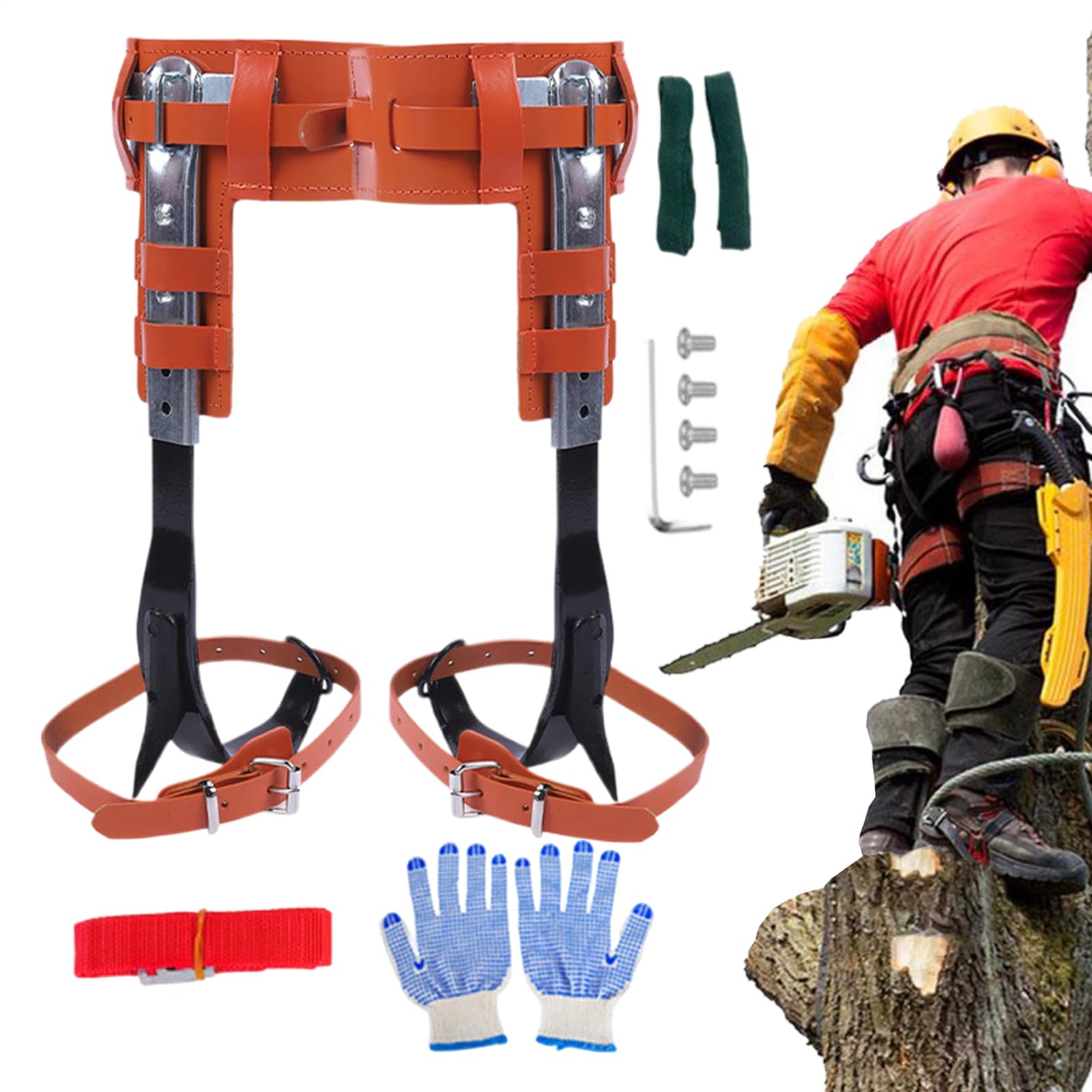 Kit De Griffes D'Escalade D'Arbres,Crampon d'Élagage en Cuir Vachette - Accessoire de Loisirs Extérieurs Ergonomique Réglable en Hauteur pour l'Élagage, la Coupe, la Gestion de Verger, le,Idéal pour l