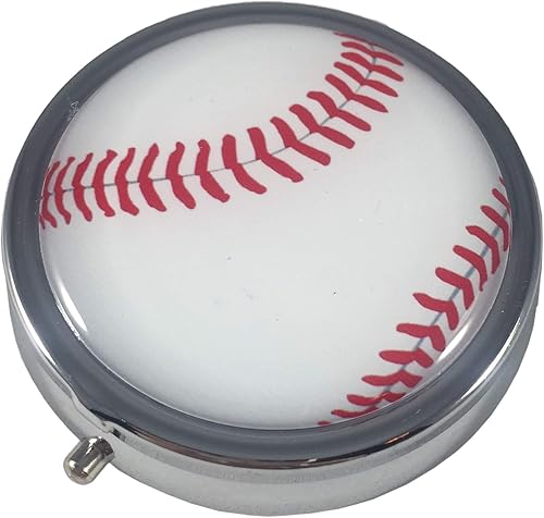 Caja de pastillero de viaje para medicina de viaje de tres secciones de béisbol