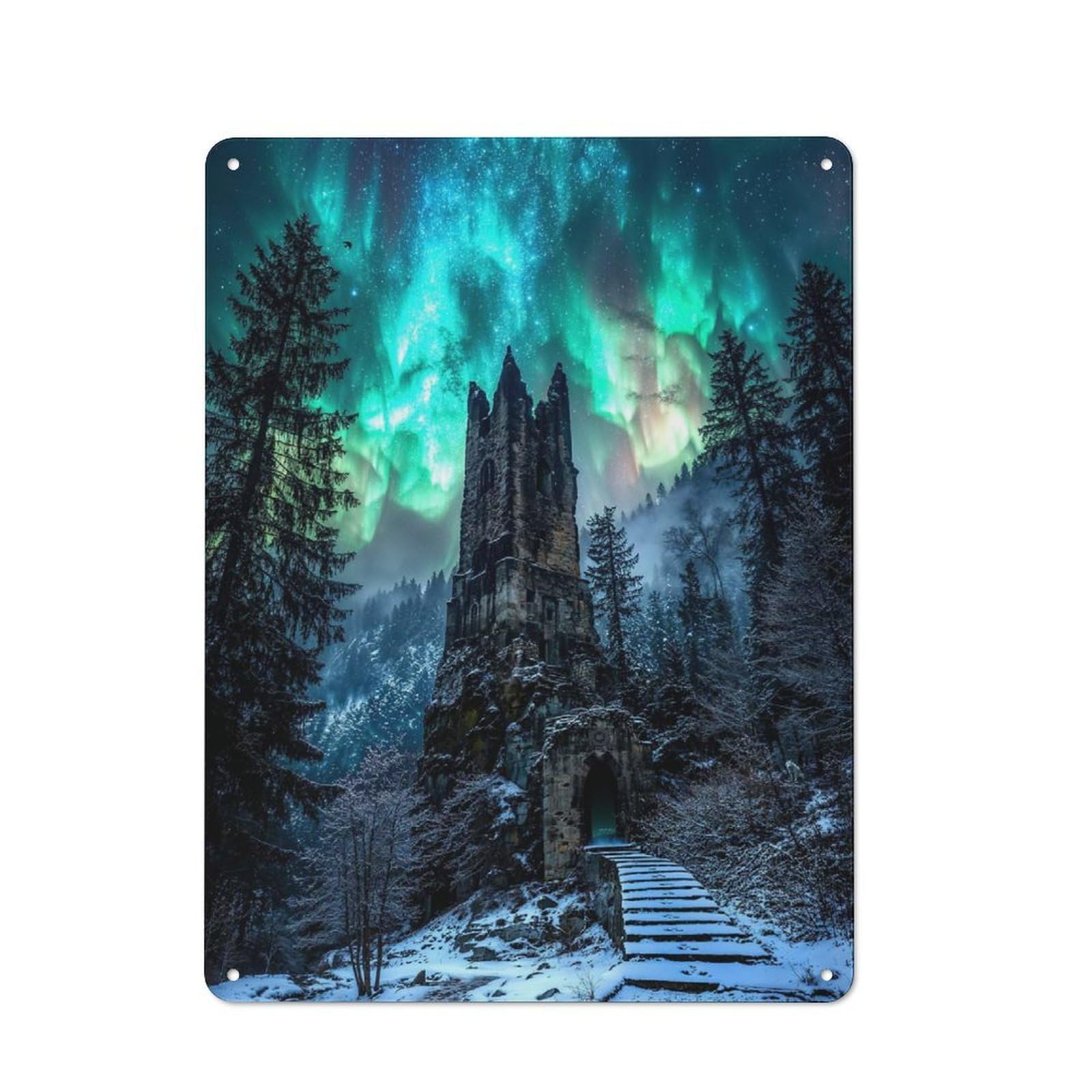 Junmoney Style-4-1 Lost Tower Of The Shivering Skies Metal Wall Plaque For Seasonal Kitchen, Dining Room Or Entrance, Christmas Gift For Friends And Family, 40X30cm