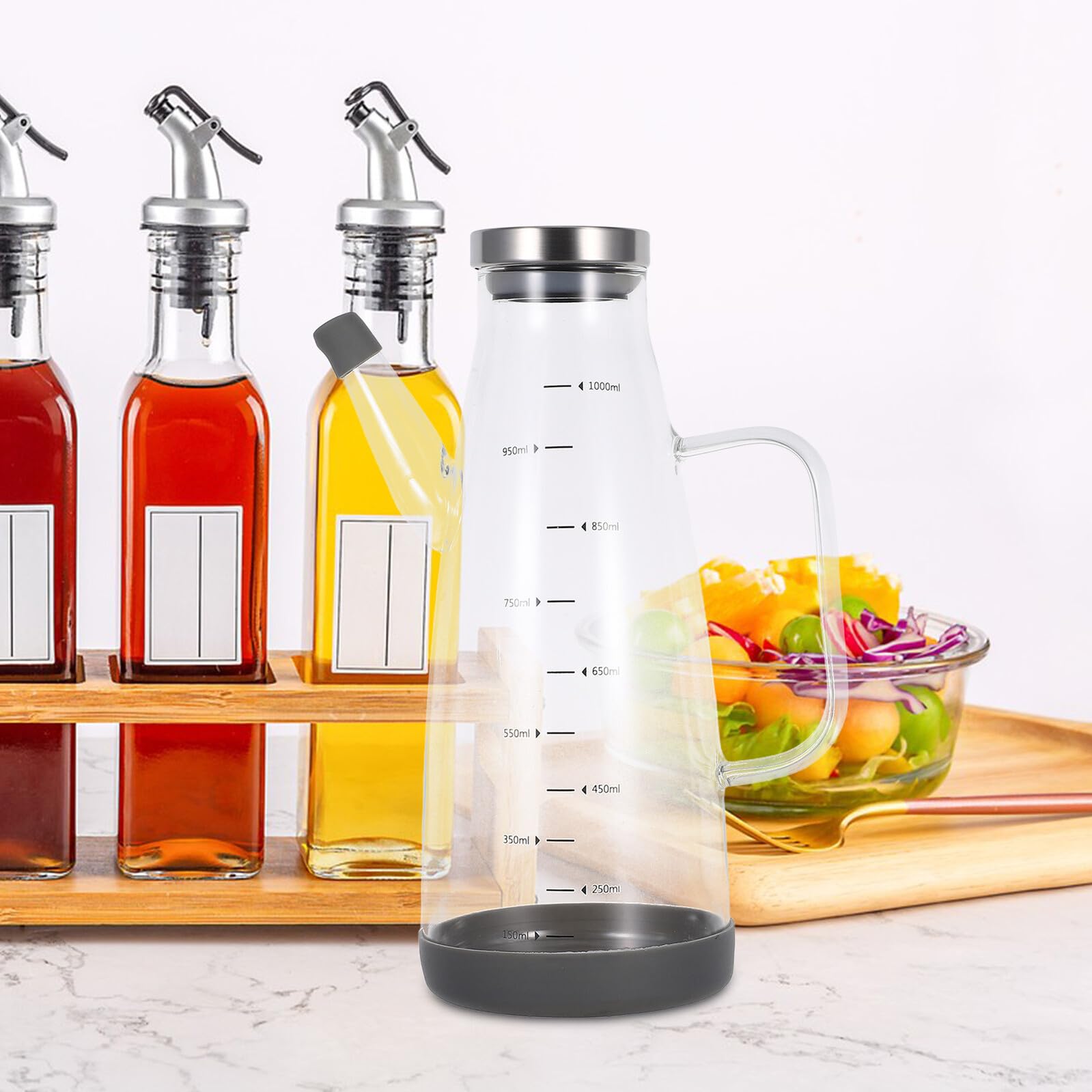 IMIKEYA Dispenser di olio e aceto in vetro antigoccia bottiglia riutilizzabile per cucina e griglia contenitore ermetico per condimenti e controllo del versamento