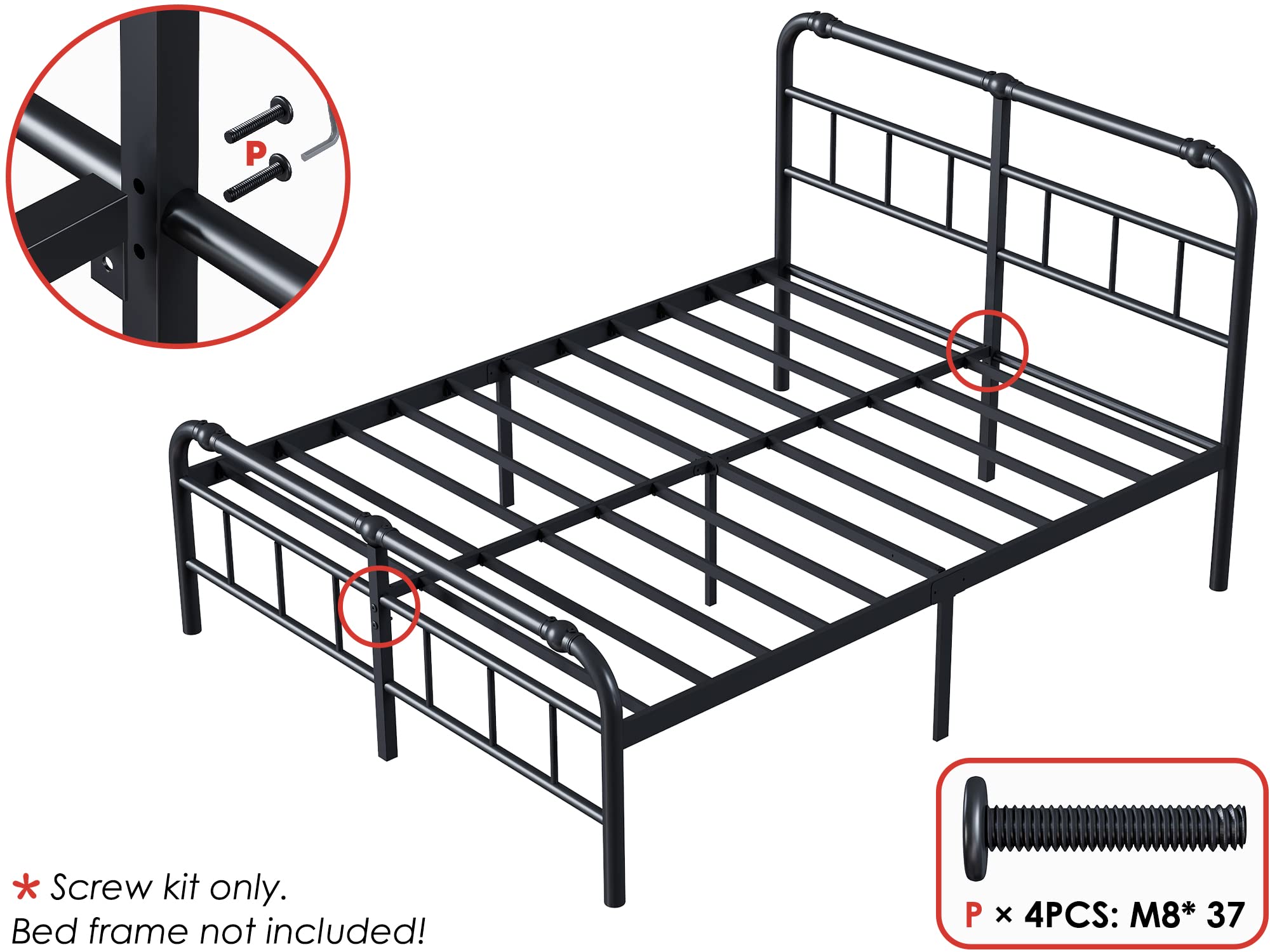 Soportes Riel Cama 16 Uds - Conectores Marco Madera, Acero Galvanizado, Con Tornillos