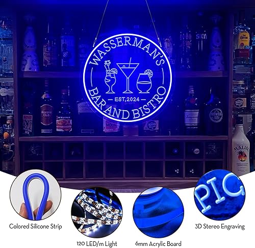 Miniatura 10 de Letrero de barra de neón personalizado con tu nombre personalizado para el hogar, bar, año establecido, letrero LED de cerveza de neón para hombre,