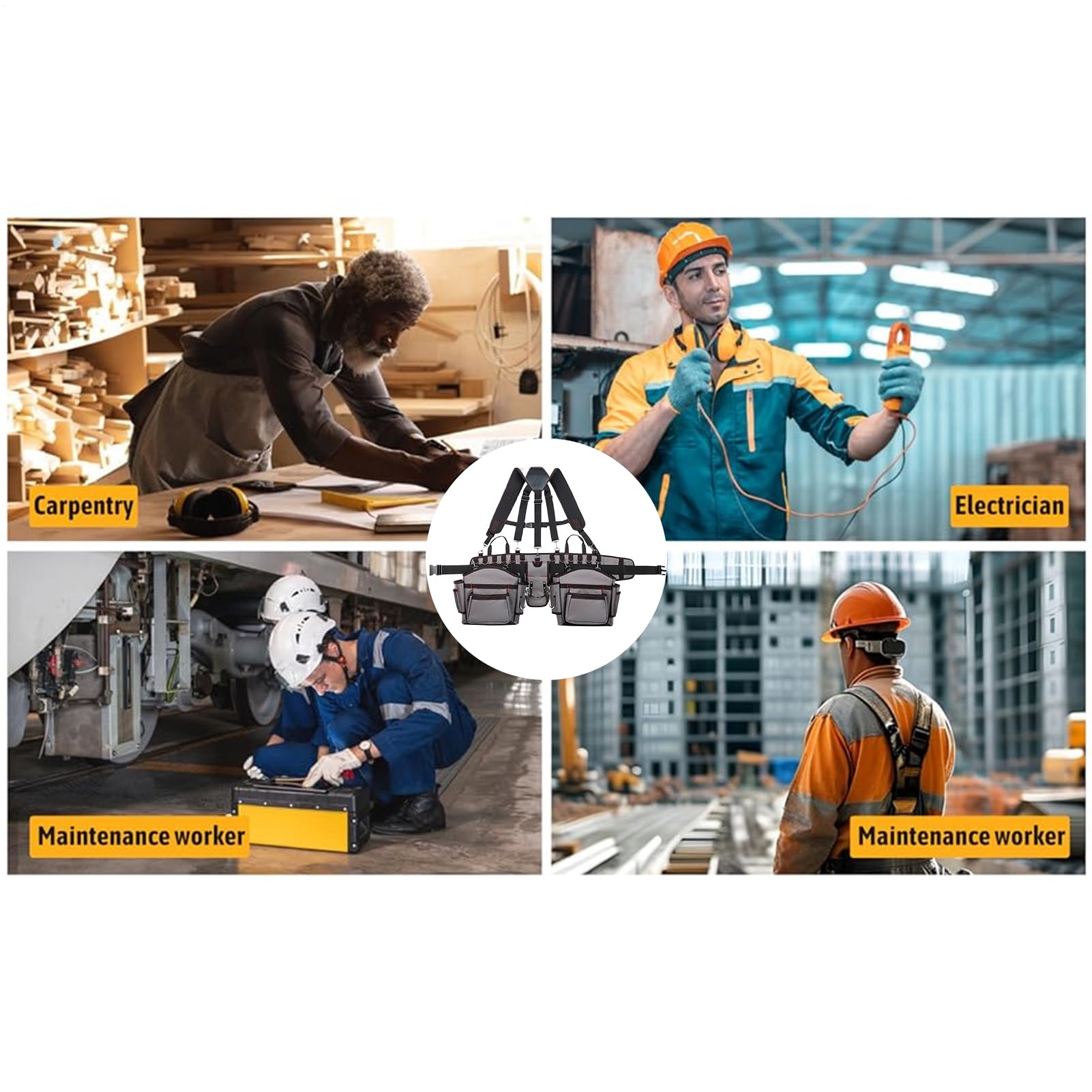 Cinture Portautensili Da Uomo Portaoggetti Regolabile Multiuso Lavoro | Borsello Organizer Attrezzi Per Carpentieri Per carpentieri, falegnami, elettricisti, edilizia, giardinaggio, e