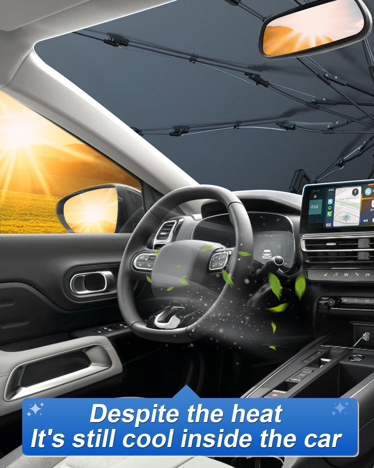 SHAOHAO Conpatible con Citroen C5 Aircross 2018-2025 Parasol Coche Delantero Protector Solar Parasol Paraguas Coche Resiste a los Rayos UV Plegable Citroen C5 Aircross Accesorios