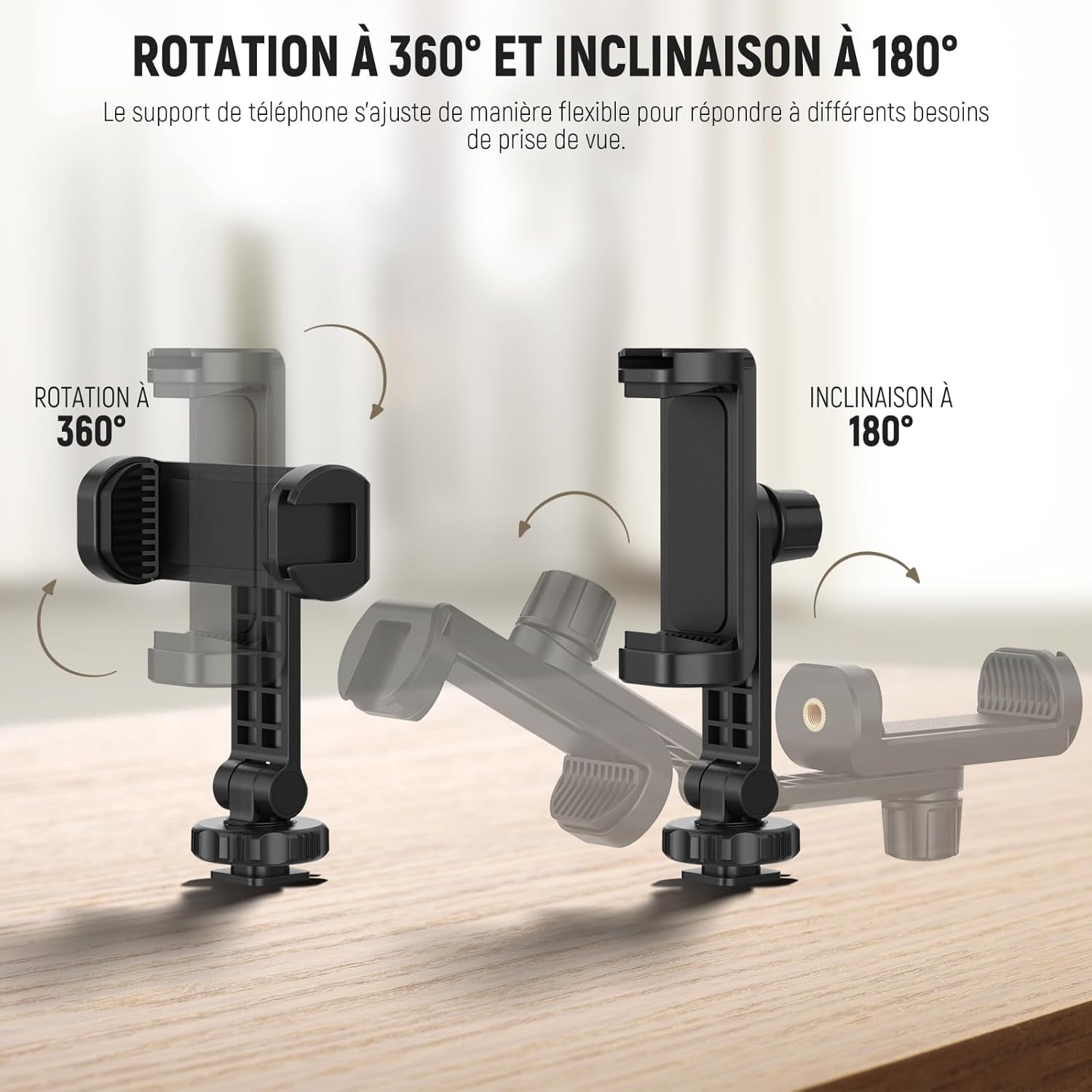 NEEWER Support de Téléphone Compatible avec DJI Osmo Pocket 4 & Pocket 3, Accessoire d'Extension,Filetage 1/4" pour Trépied/Tige d'Extension, Griffe Froide pour Mini Lampe Vidéo et Microphone, AC021