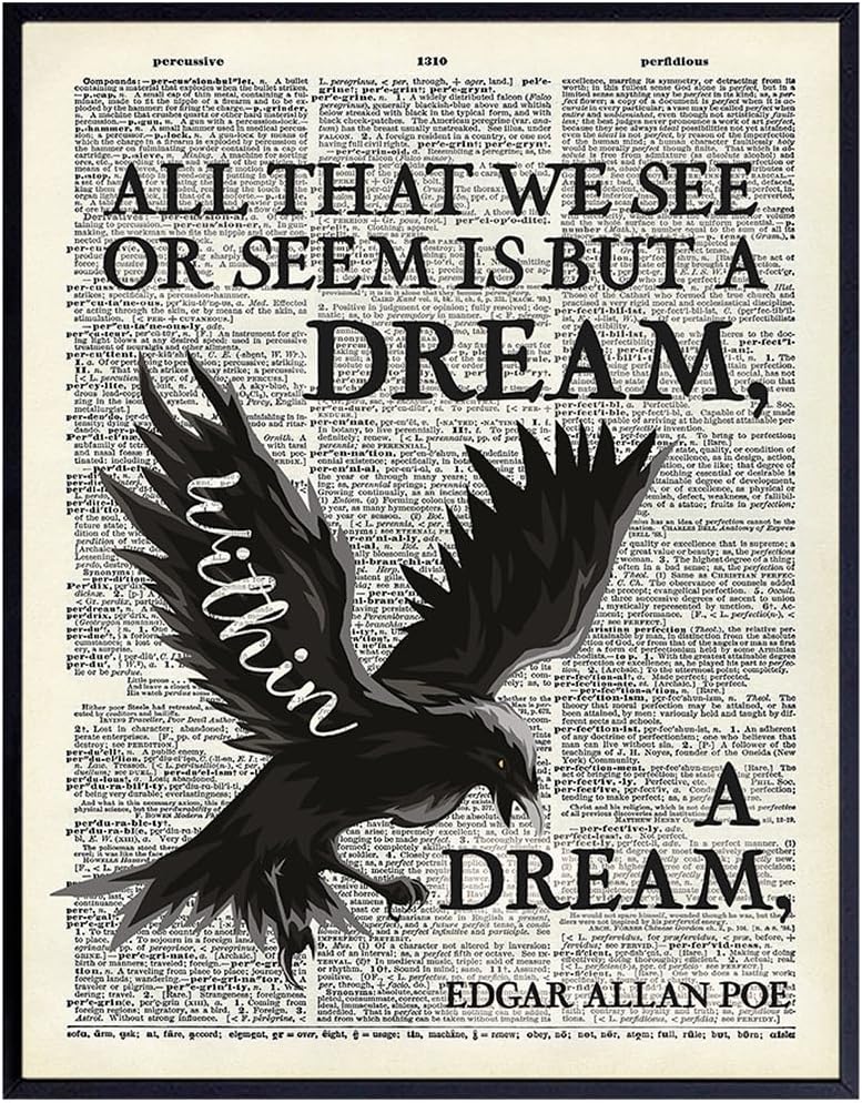 Amazon.com: Edgar Allan Poe Raven Art LARGE 11x14 - Gothic Home Decor ...