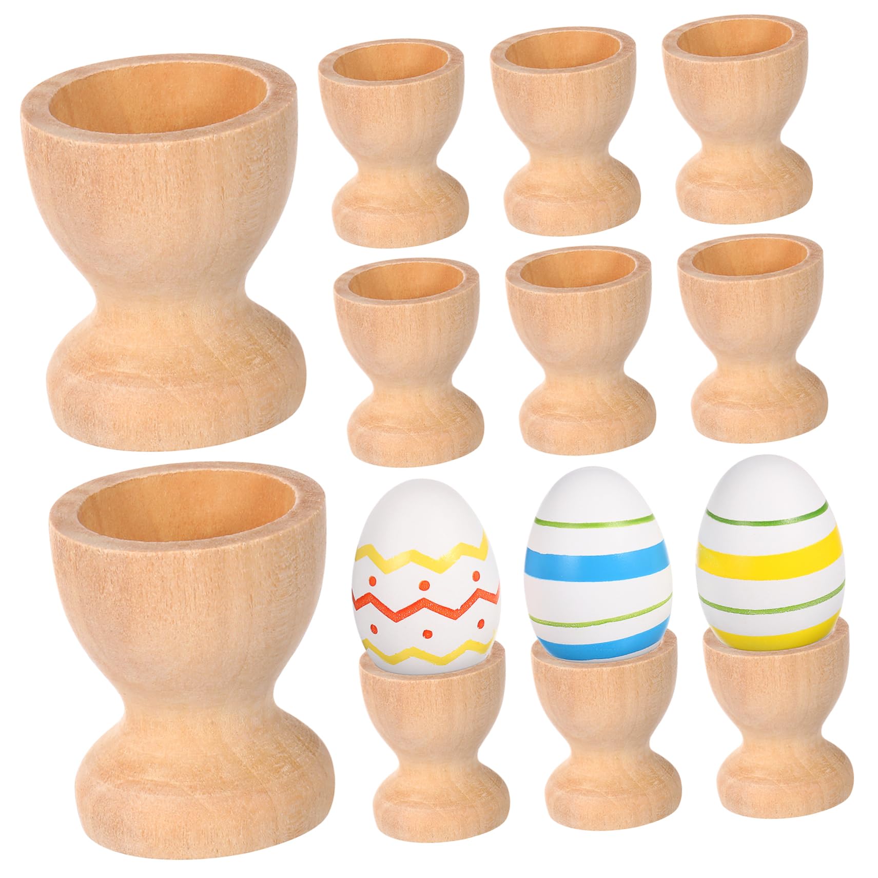 Cabilock 15Pcs Wooden Egg Holders for Egg Tray Wine Glass Shaped Egg Cups Tabletop Storage for Decorative Egg Stands for Crafts and Celebrations