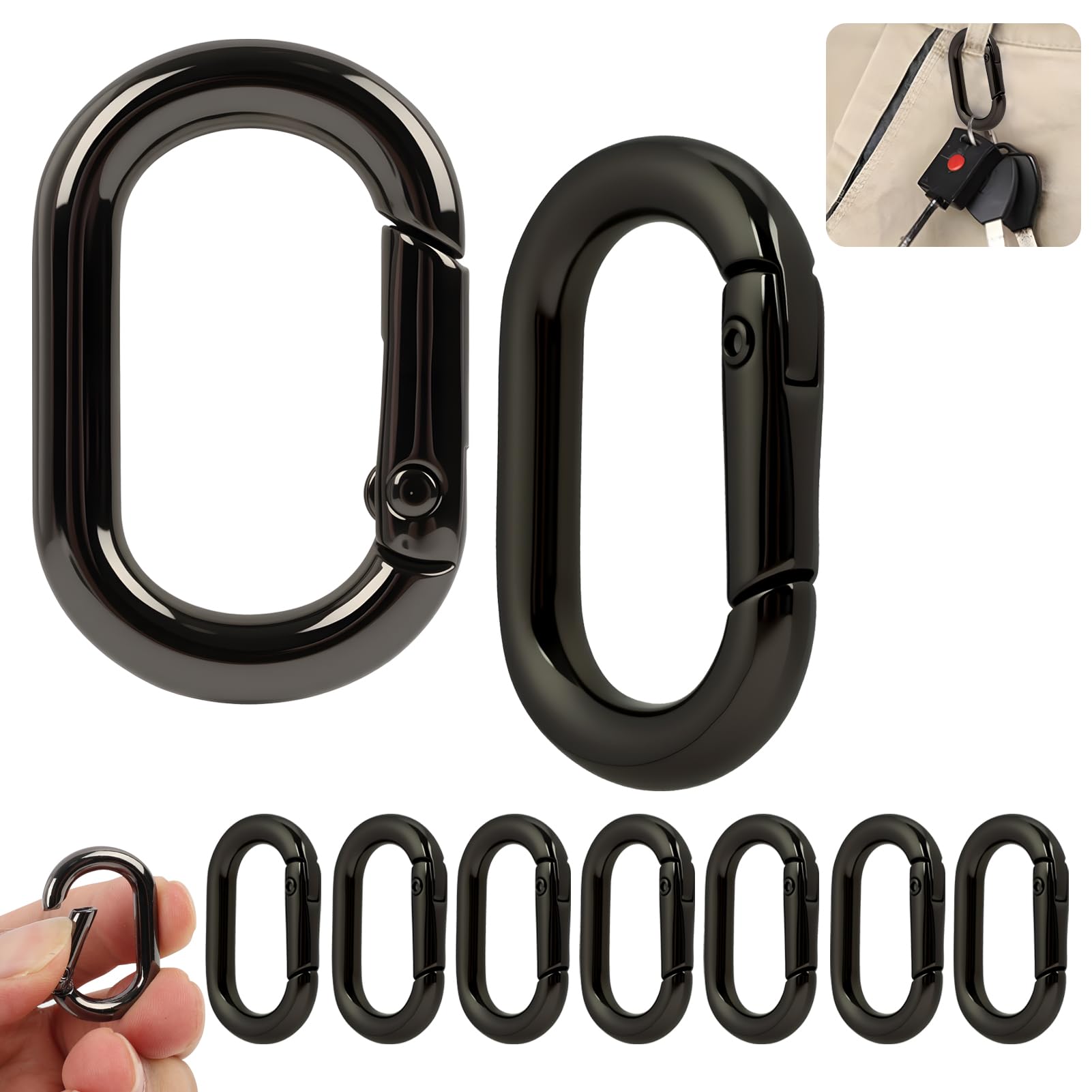 10 PCS Mosquetón,Mosquetones De Aleación De Aluminio Mini Mosquetón Escalada Negro Mosqueton Pequeño para Llavero Ganchos Mochilas Accesorios,De Coche Gancho Y Monedero
