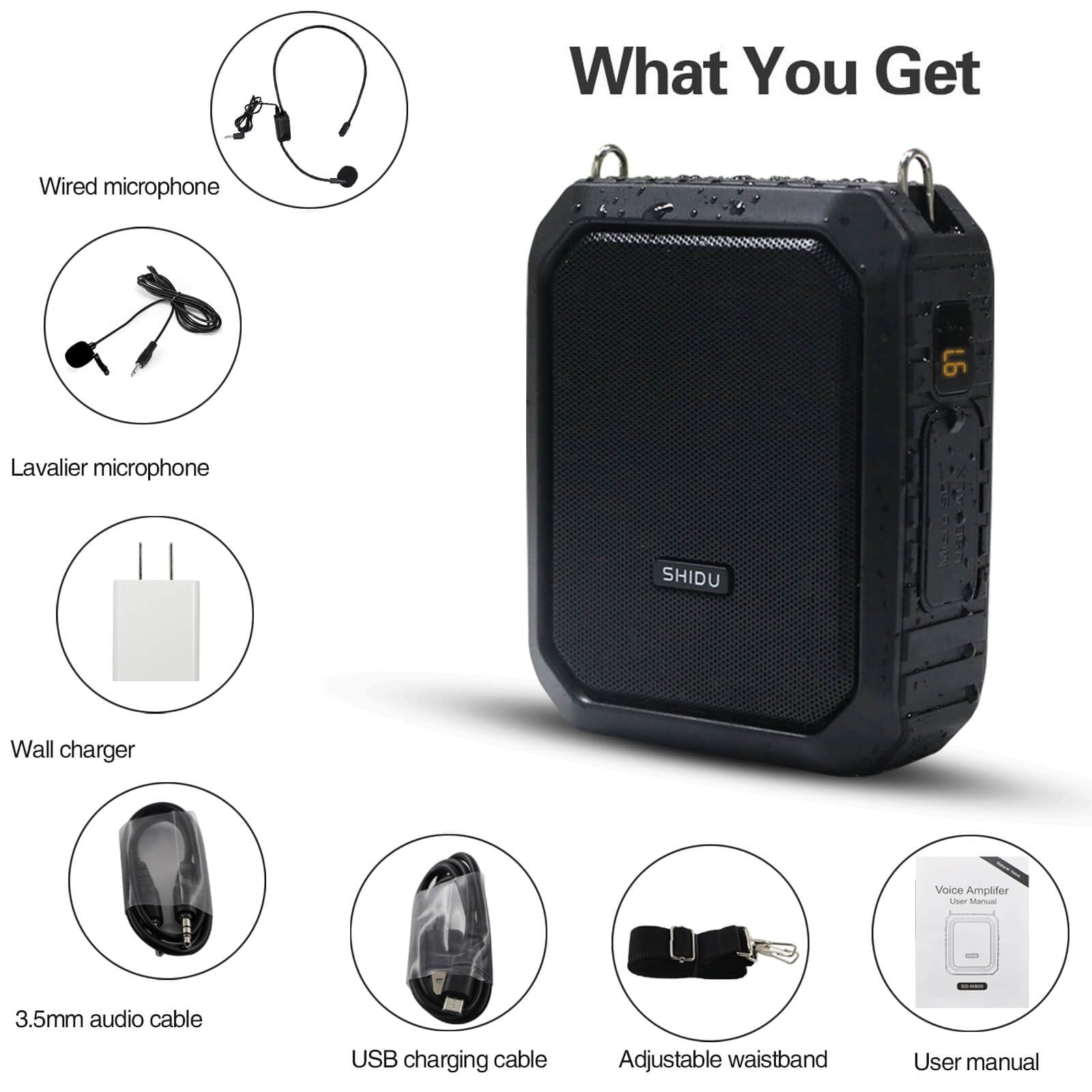 Voice Amplifier with Lapel Microphone/Microphone Headset-18W Waterproof Megaphone Speaker Pa System with 2 Mics, Bluetooth 5.0 Portable Microphone and Speaker for Teachers Elderly Tour Guide ect