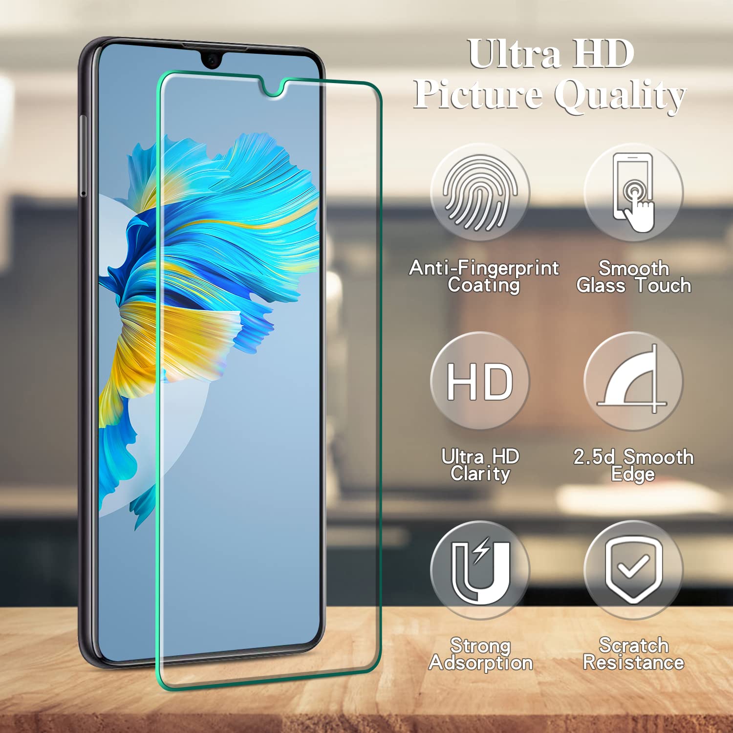 Pokolan [Confezione da 3 pellicole proteggi schermo per Huawei P30 in vetro temperato, bordo rotondo 2.5D, durezza 9H, compatibile con custodie, senza bolle, antigraffio, facile da installare