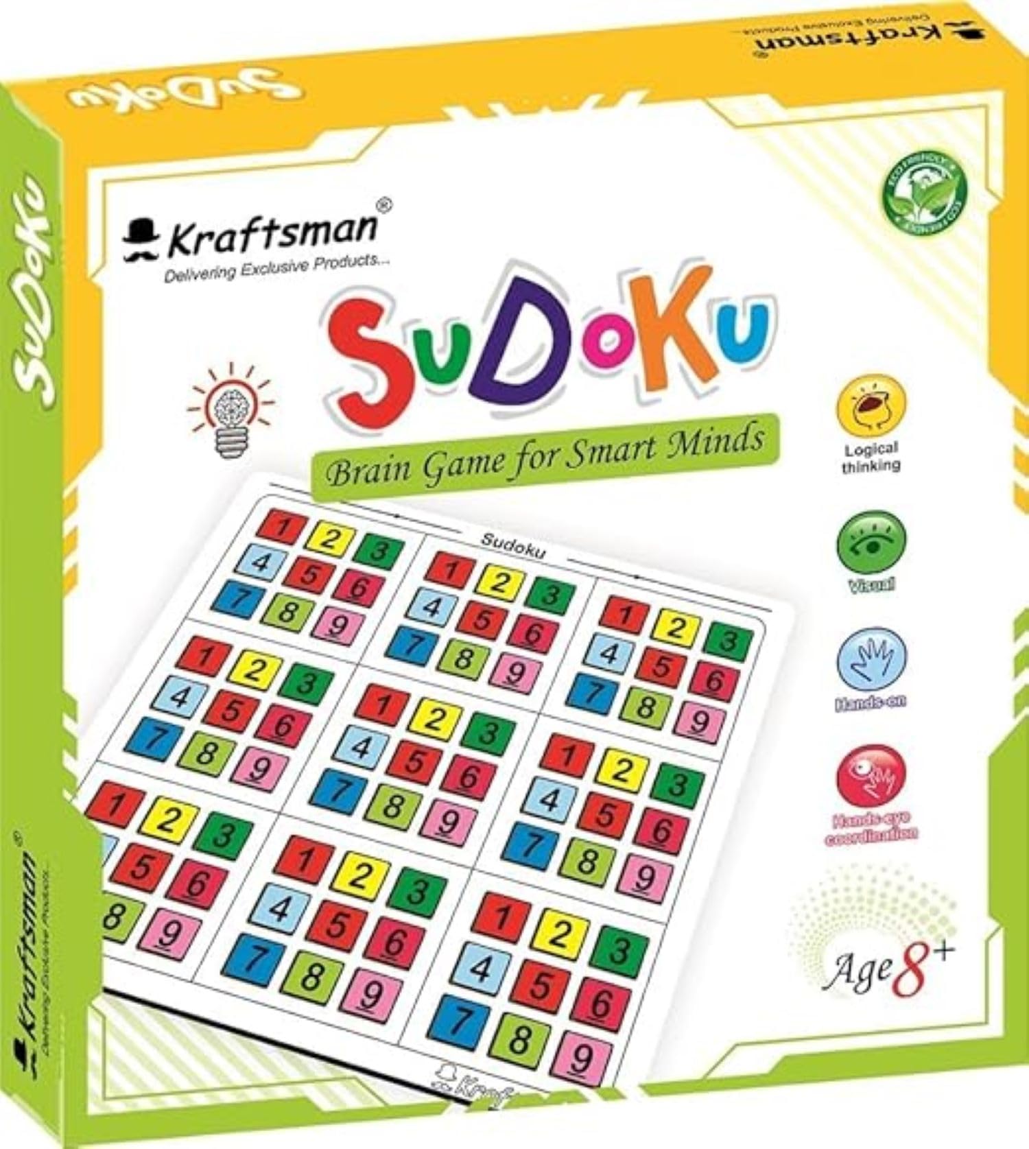 Braintastic Sudoku Board Game for Kids Adults Family Interesting Mind Game for Home Travel Super Fun to Play 2-4 Players Age 8+ Years (Sudoku)
