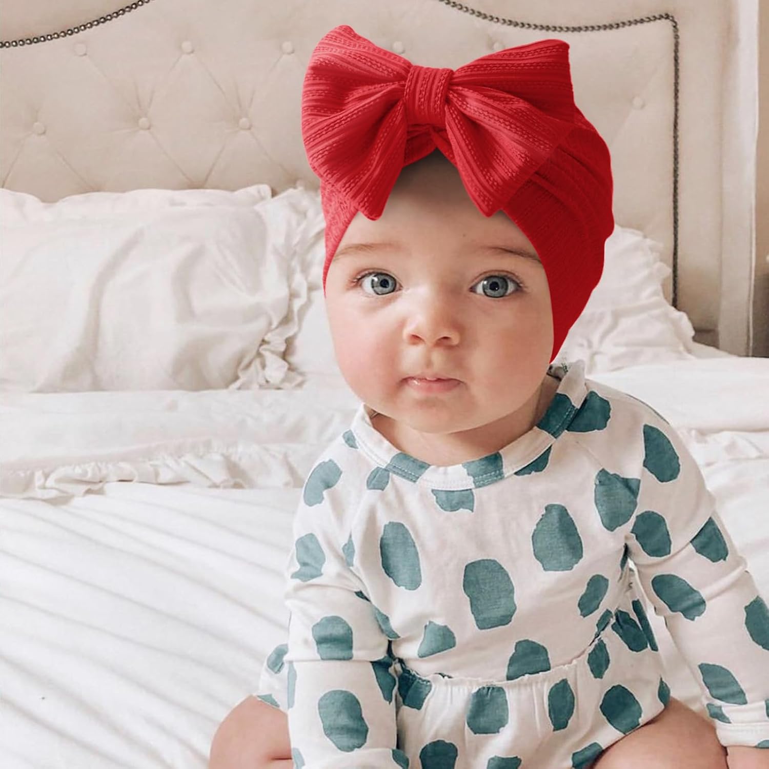 Newborn Baby Girl Hats with Bow Toddler Infant Beanie Cap Newborn Hospital Hats for Baby Girl Kid 0-12 Months - Image 5