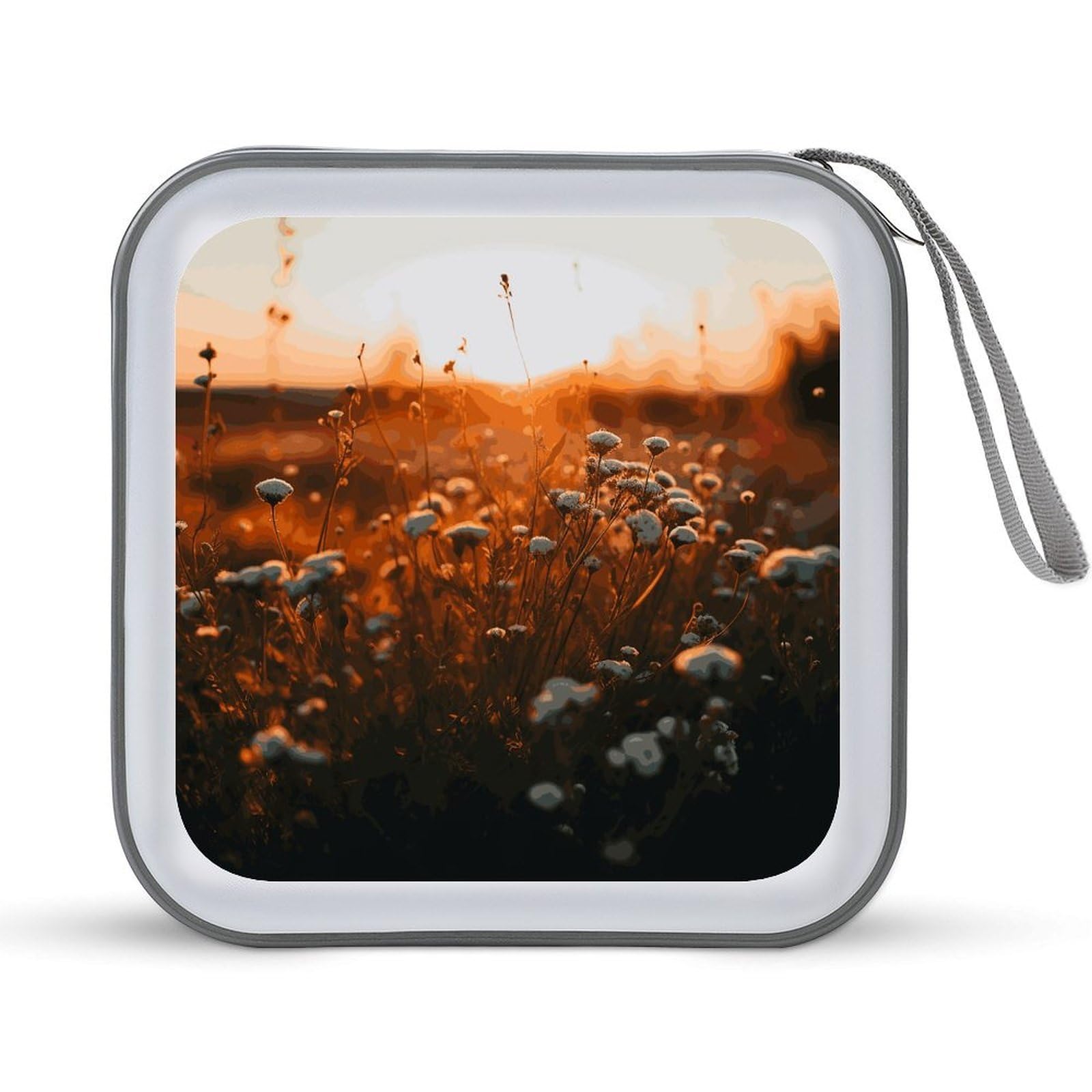 JTREHY Flowers in The Sunset CD Case 40 Capacity Case Zipper CD Collection Bag with Handles Cover DVD Storage Hard Plastic DVD Disc Cases Storage Binder for Car Home Office Travel