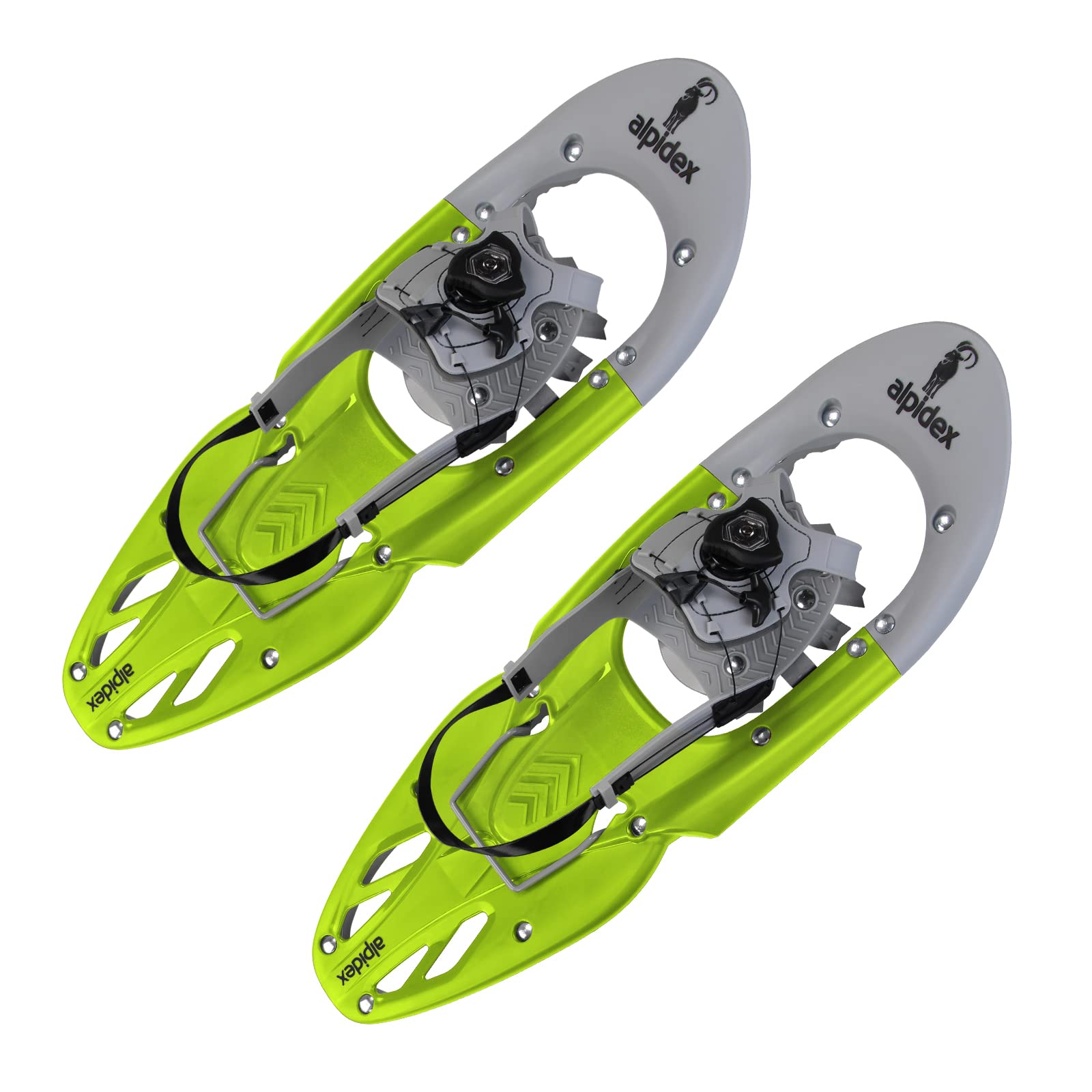 ALPIDEX Schneeschuhe mit Stöcke 25 oder 29 Inch Schnellverschluss Bindung Schuhgröße 38 - 46 bis 140 kg Steighilfe Tragetasche Teleskopstöcke, Farbe:lime green, Größe:25 Inch