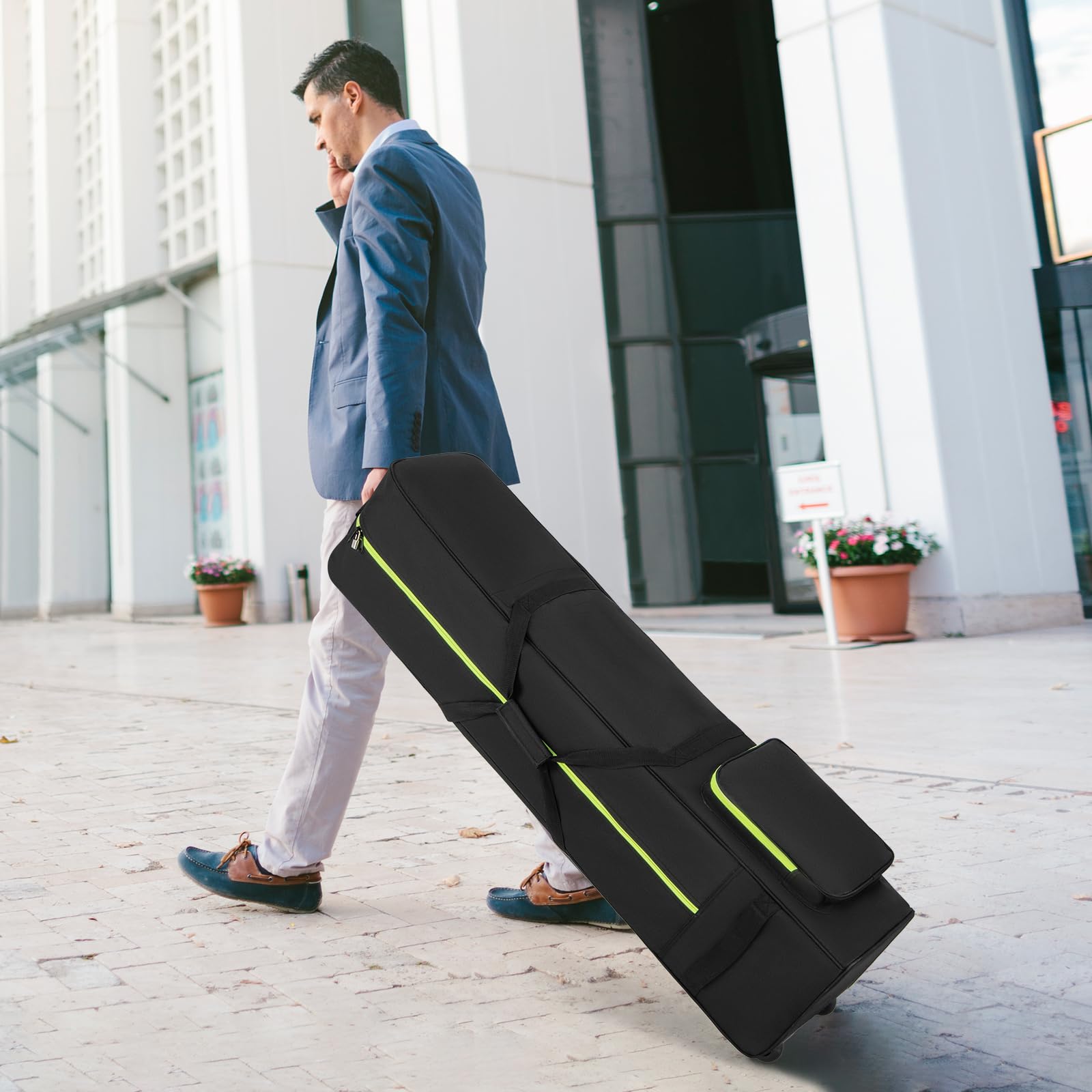 GYMAX Golf Reisetasche mit verstärkte Räder, tragbare Golftasche mit Aufbewahrungstasche & Griffe, Golfschlägertasche mit Reißverschluss für Fluggesellschaften