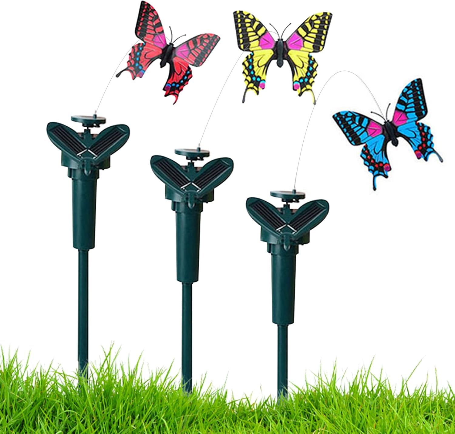 FOUTP 3Pcs Solar Fluttering Solar Butterfly Garden Butterfly Decor Flying Butterflies Garden Ornaments for Yard and Walkways, Random Color