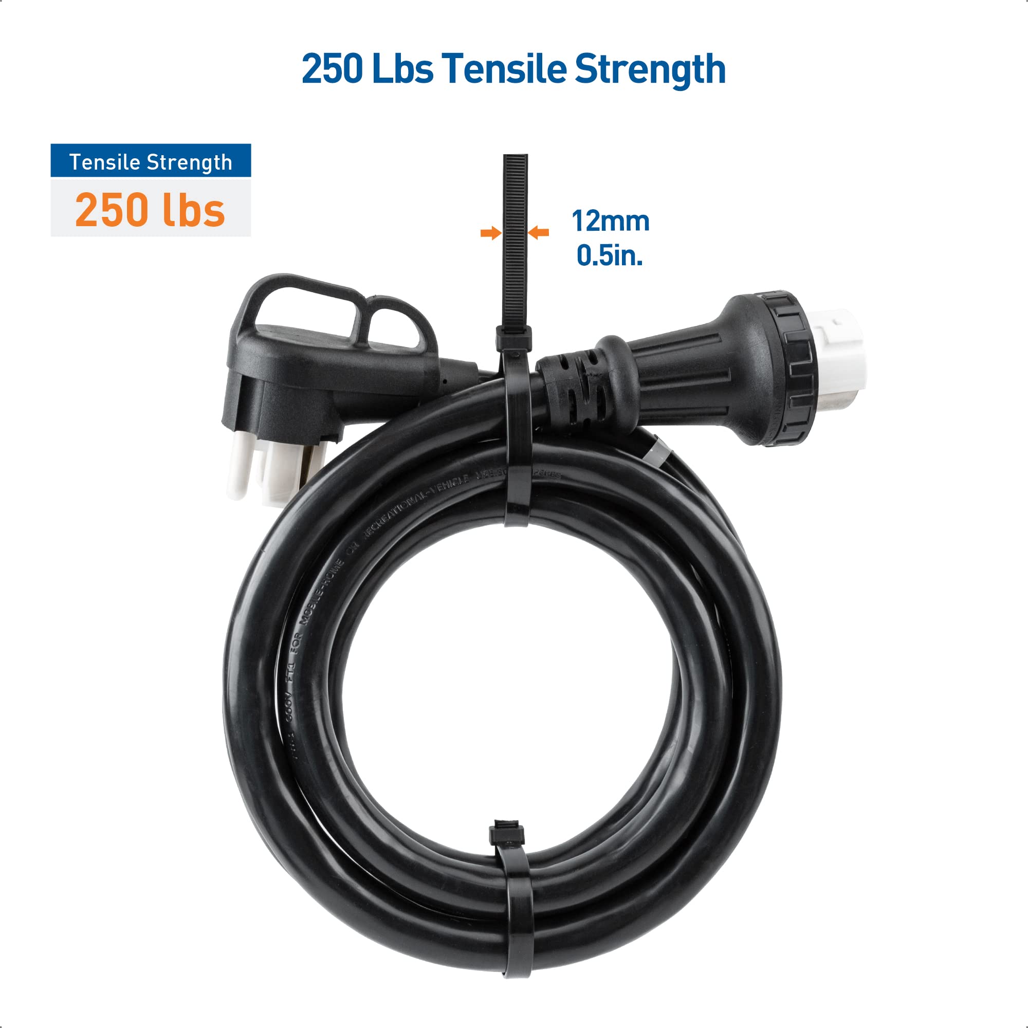 Kabelbinder 30 Stück, 60 Cm Lang – Starke Nylon-Kabelbinder Mit 113,4 Kg Zugfestigkeit, Schwarz