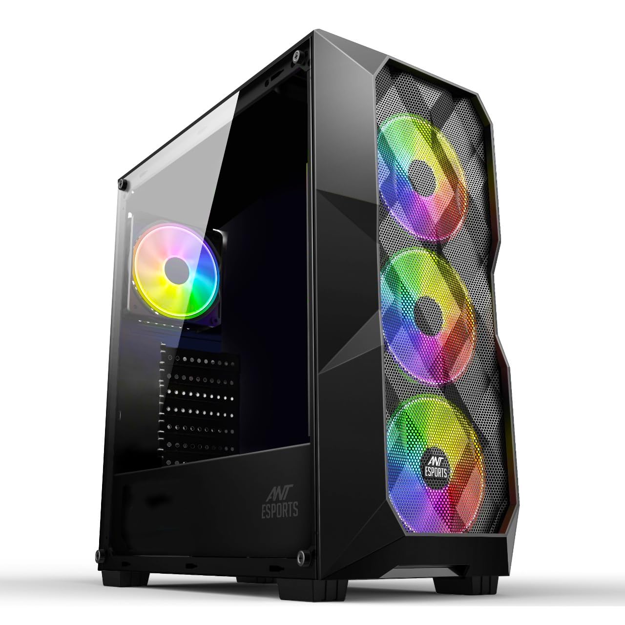 Ant Esports ICE- 300 Mesh Mid-Tower Computer Case/Gaming Cabinet - Black | Support ATX, Micro-ATX, Mini-ITX | Pre-Installed 3 Front Fans and 1 Rear Fan (B09X5QSMGB) Amazon Price History, Amazon Price Tracker