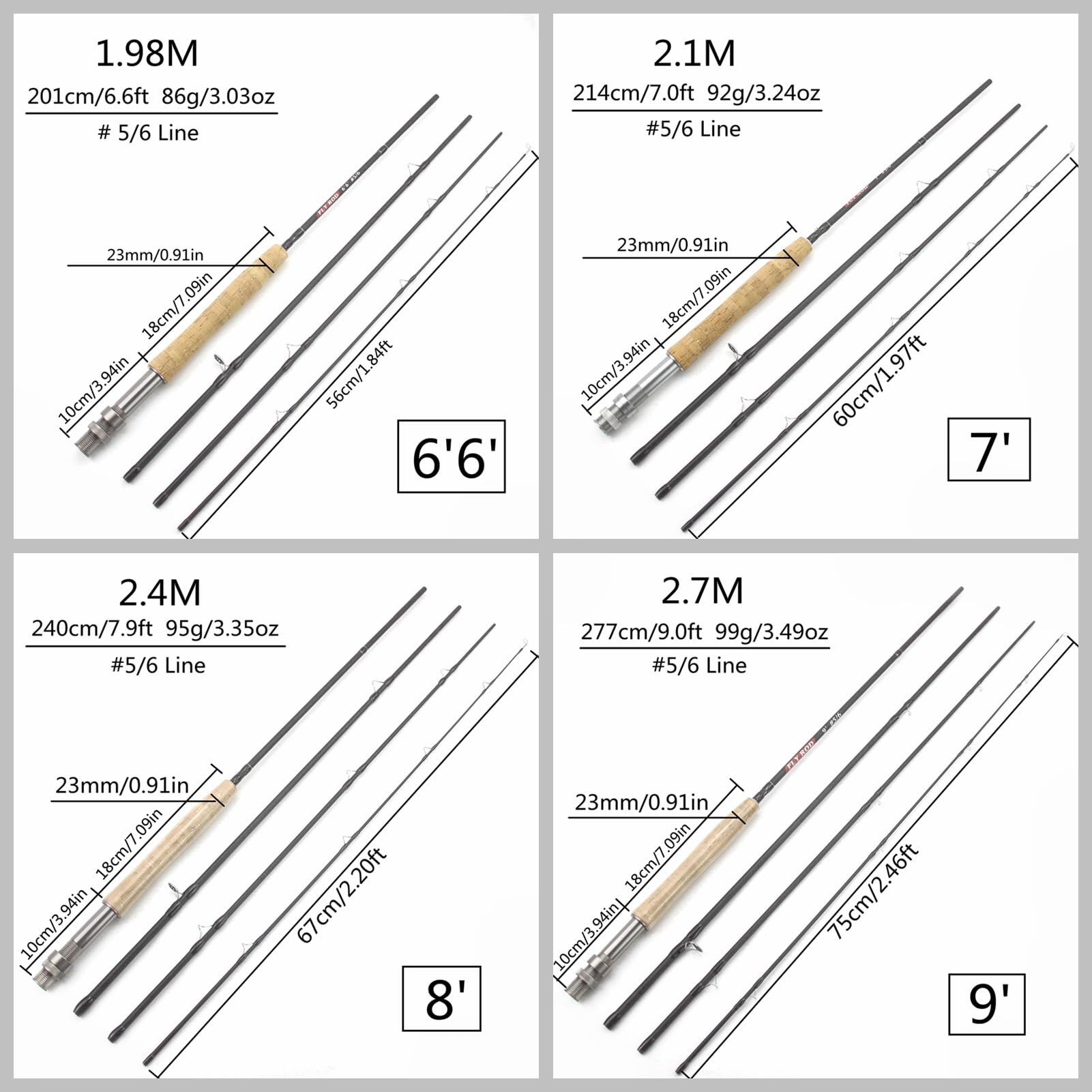 1.98M 2.1M 2.4M 2.7M Telescopic Carbon 4 Sections Fly Fishing Rod Fast Action Freshwater Fly Rods for Trout Salmon Fishing Portable Sea Pole
