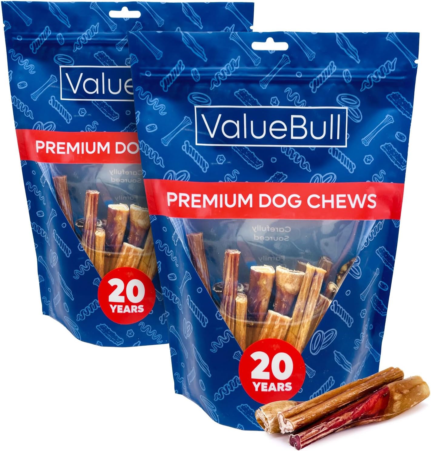 ValueBull Bully Sticks for Dogs, Medium 4-6 Inch, Varied Shapes, 50 Count - All Natural, Grass Fed, Single Ingredient, Long Lasting Dog Treats