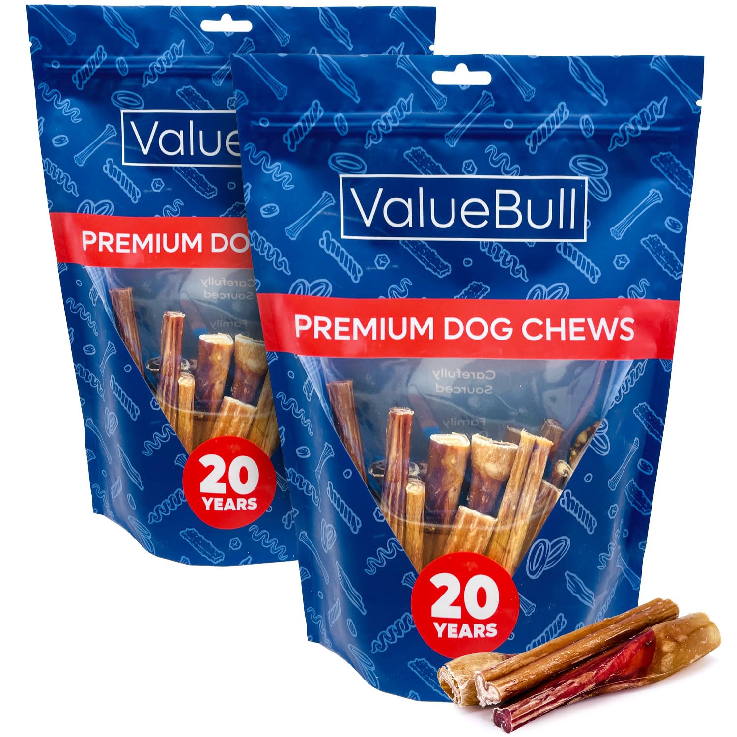 ValueBull Bully Sticks for Dogs, Medium 5-6 Inch, Varied Shapes, 50 Count - All Natural Dog Treats, 100% Beef Pizzles, Single Ingredient Rawhide Alternative