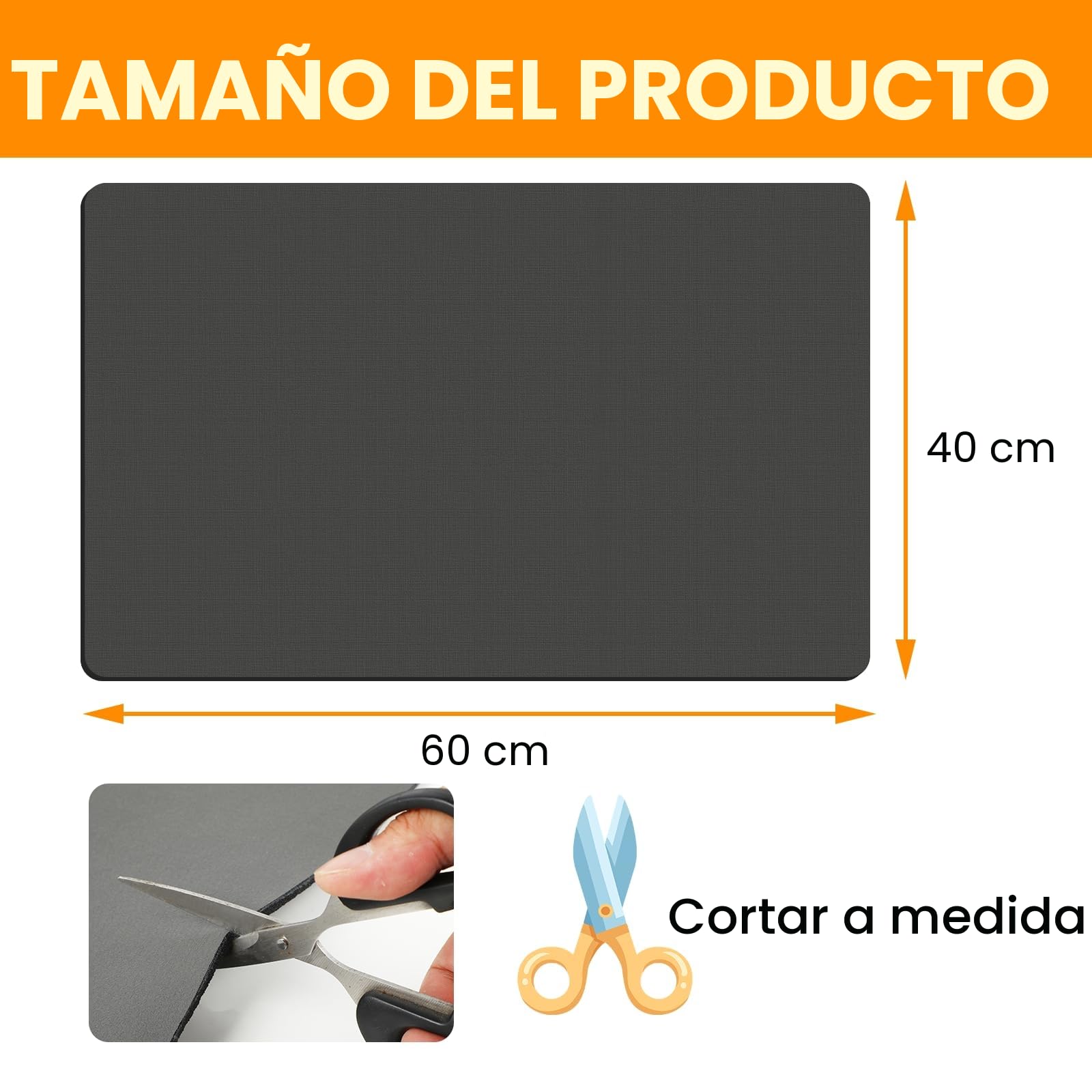 Alfombrilla escurreplatos 60x40 cm de silicona, bayeta escurreplatos antideslizante, alfombrilla cafetera absorbente, bandeja escurreplatos para cocina, protector encimera cocina gris oscuro