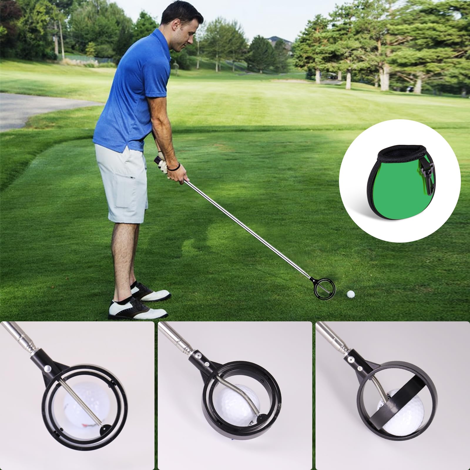 Golfball-Retriever Rostfreier Teleskop Ballsammler für Wasser Golfballpflücker Golfball-Zubehör für Wasser und Büsche Golf-Zubehör Geschenke für Golfer Geschenke für Männer