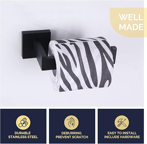 Miniatura 6 de Paquete de ganchos dobles para toallas con soporte para papel higiénico (negro mate)