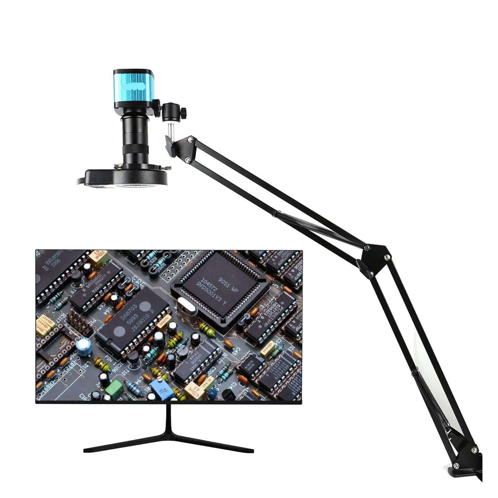 4K 48MP Digital Electronic Microscope Camera HDM/I USB Cantilever Stand C-Mount 1-150X Zoom Lens For Image Acquisition(Set B Stand)