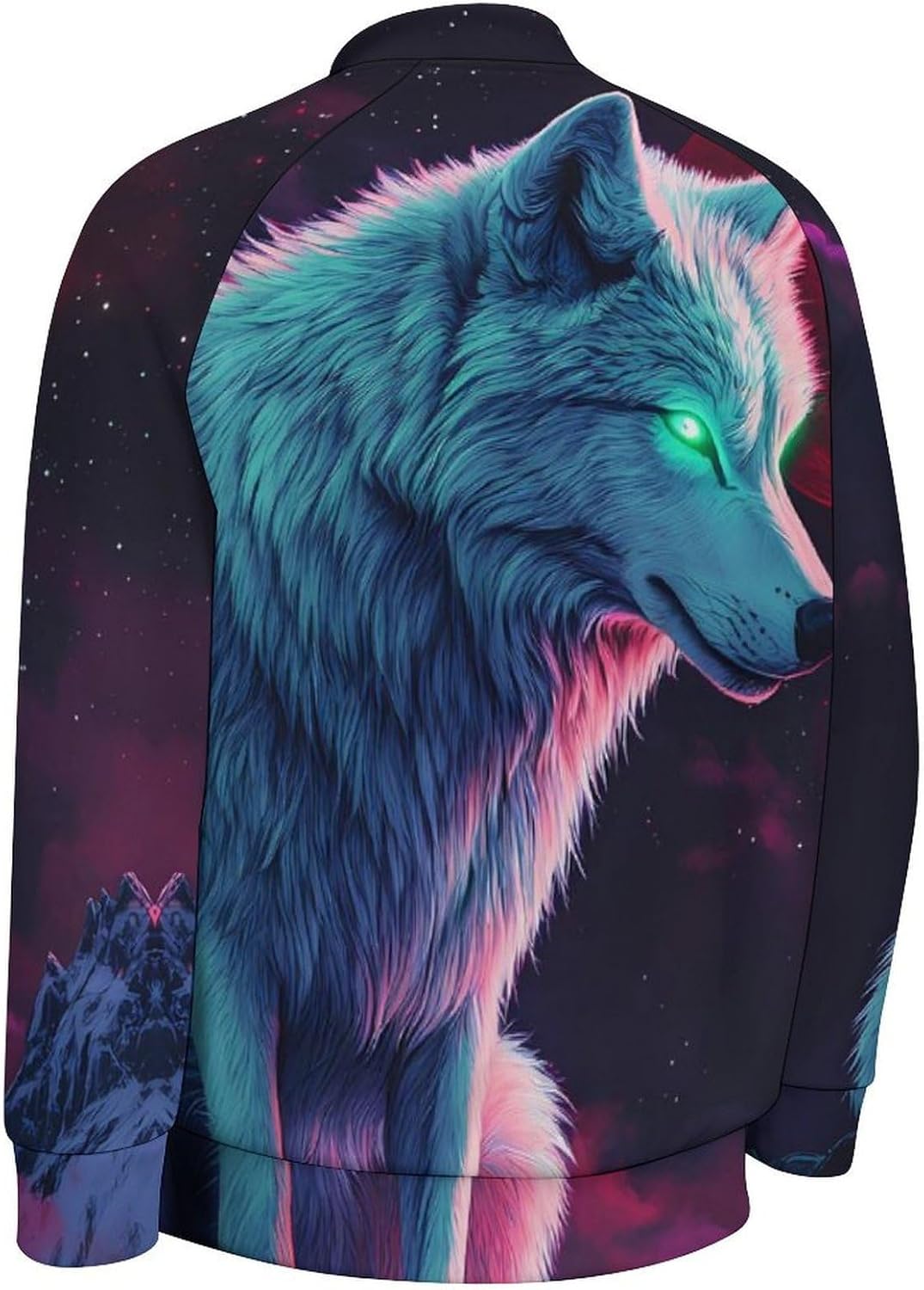 Wolf Full Moon Baseball Jacket Casual Sportswear Bomber Jacket Coat for Men Women