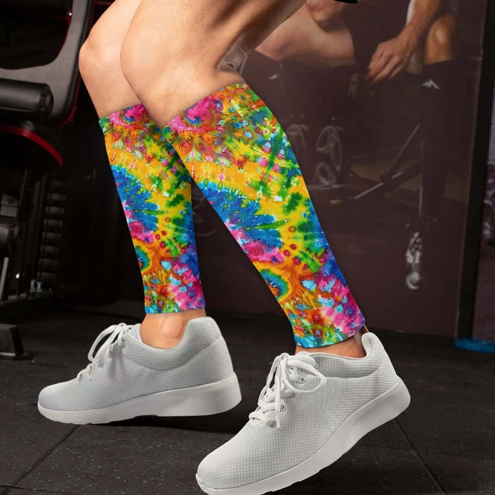TOADDMOS Rainbow Tie Dye Calf Compression Sleeve Men & Women Gfits Elastic Softness Shine Splints Varicose Vein & Calf Pain Relif