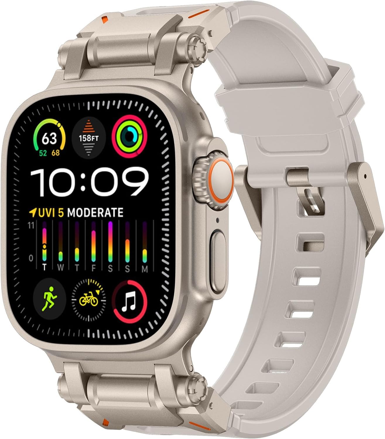 TIMESETL Durable Armor Designed Band for Apple Watch Ultra 2 49mm With Durable Metal Connector Band Compatible with Series Ultra2|Ultra|9|8|7|SE26|5|4|3|2|1 49|45|44|42MM - StraLight (B0CV7XH44X) Amazon Price History, Amazon Price Tracker
