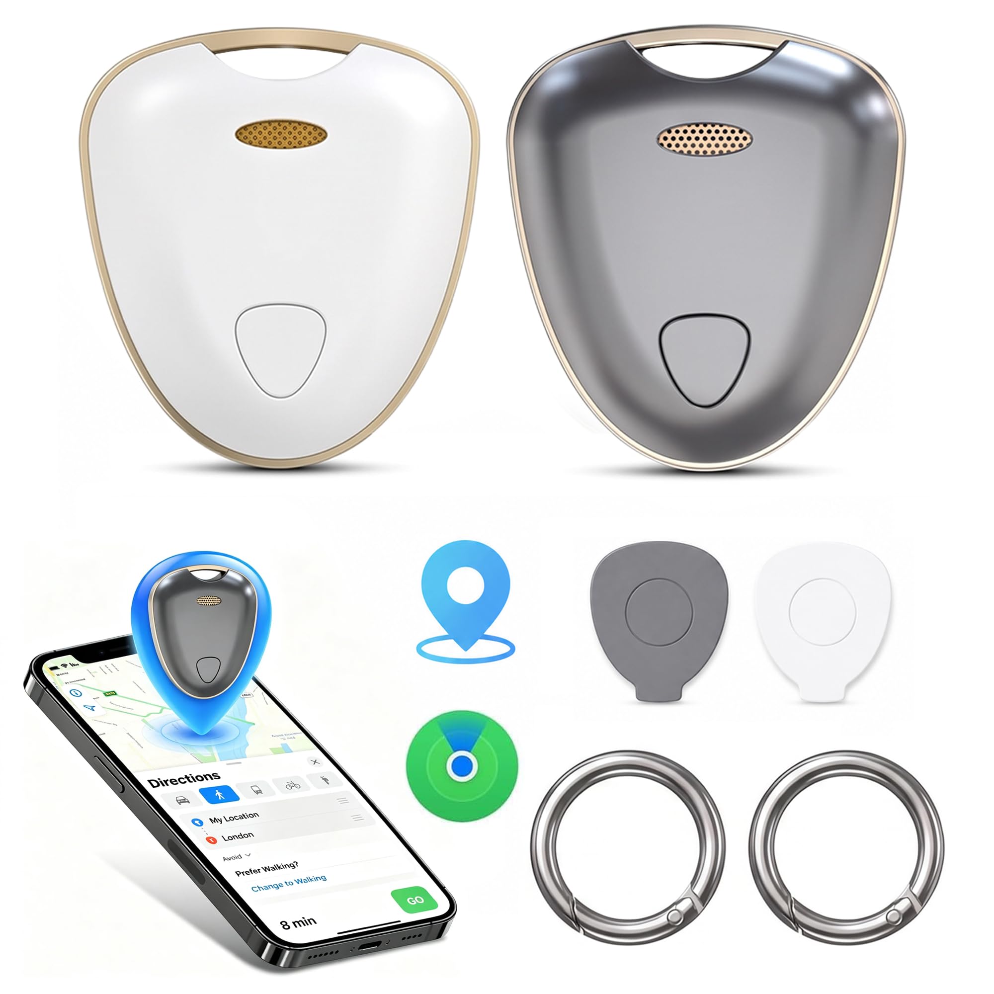 GPS Tracker per Auto, Localizzatore GPS per Auto, Funziona con Apple Dov'è (Solo iOS), Localizzazione Globale, Autonomia Ultra Lunga,IP67 Impermeabile, per Chiavi, Bagagli, Valigie e Auto
